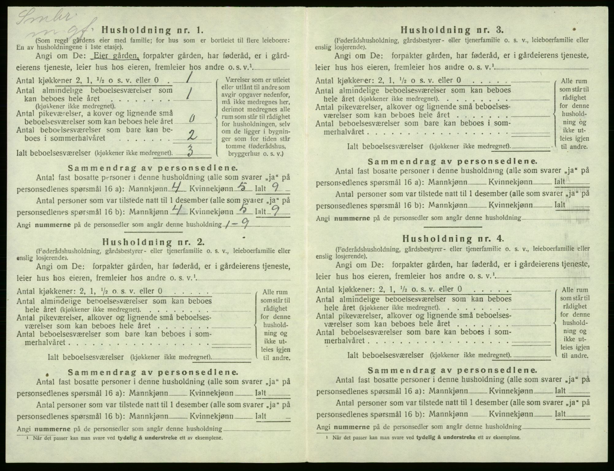 SAB, 1920 census for Kvam, 1920, p. 297