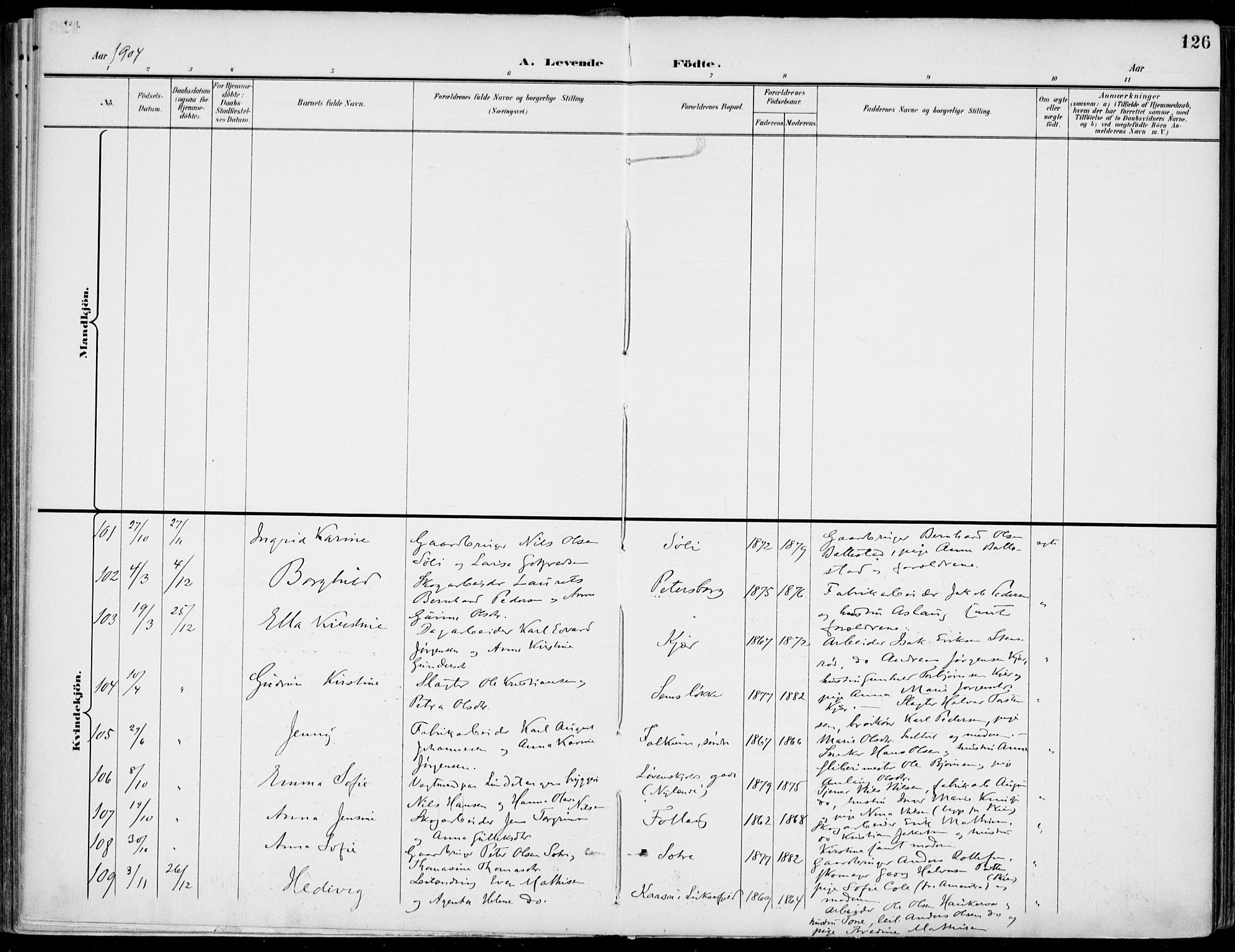 Gjerpen kirkebøker, SAKO/A-265/F/Fa/L0011: Parish register (official) no. I 11, 1896-1904, p. 126
