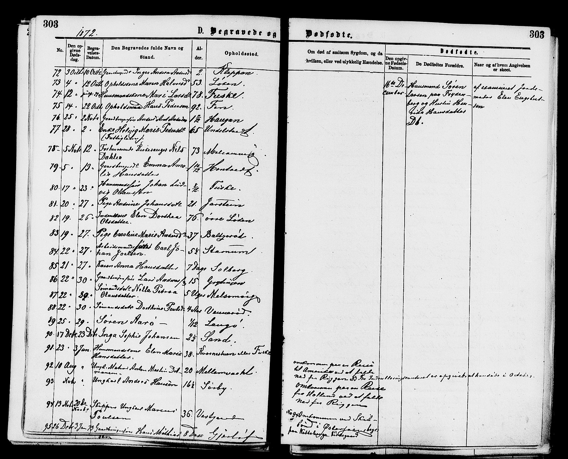 Stokke kirkebøker, AV/SAKO-A-320/F/Fa/L0009: Parish register (official) no. I 9, 1872-1883, p. 303