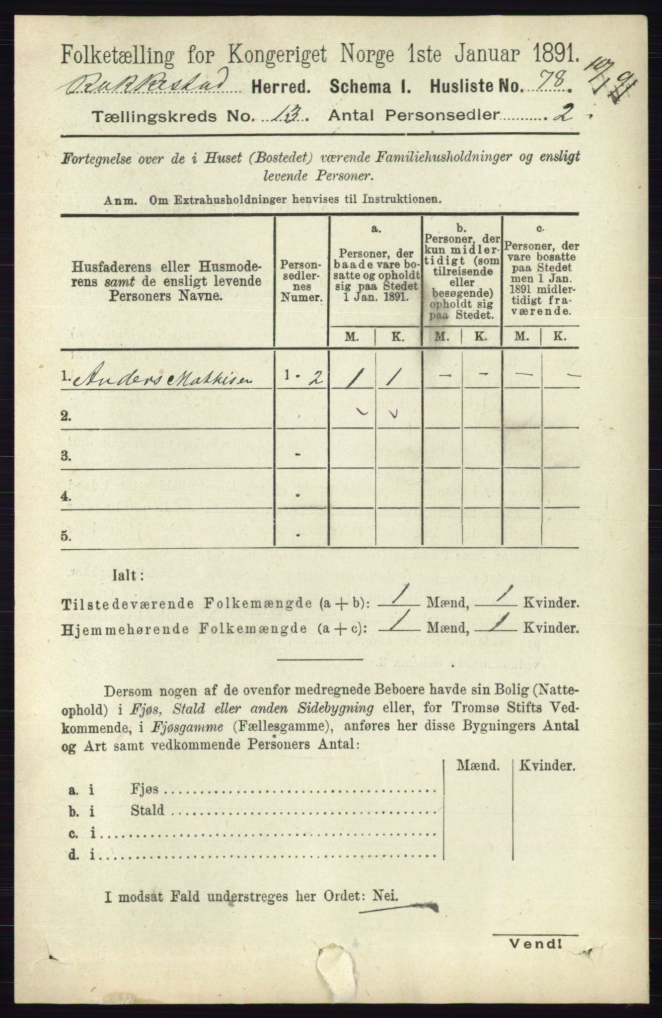 RA, 1891 census for 0128 Rakkestad, 1891, p. 6397