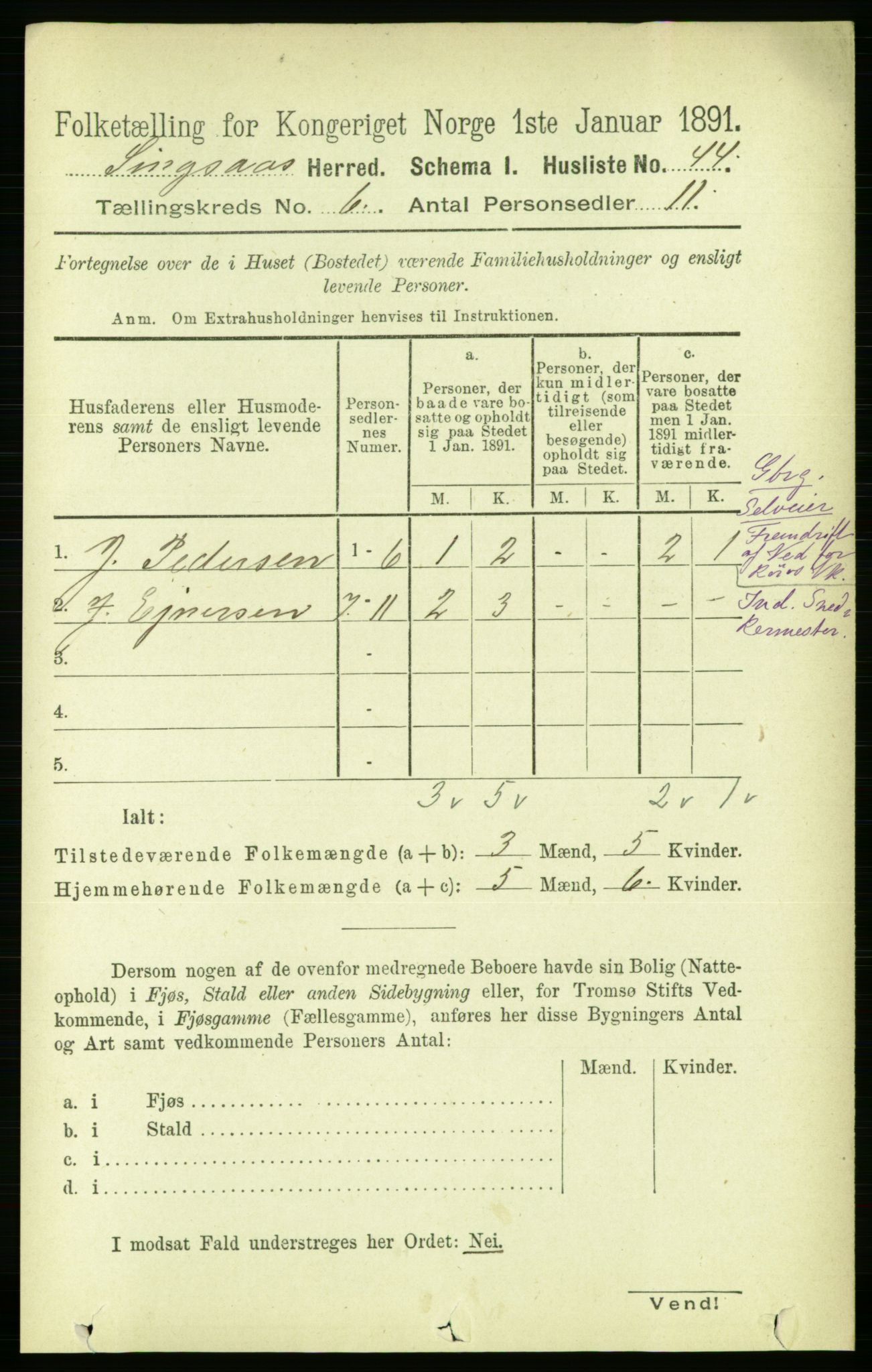 RA, 1891 census for 1646 Singsås, 1891, p. 1216