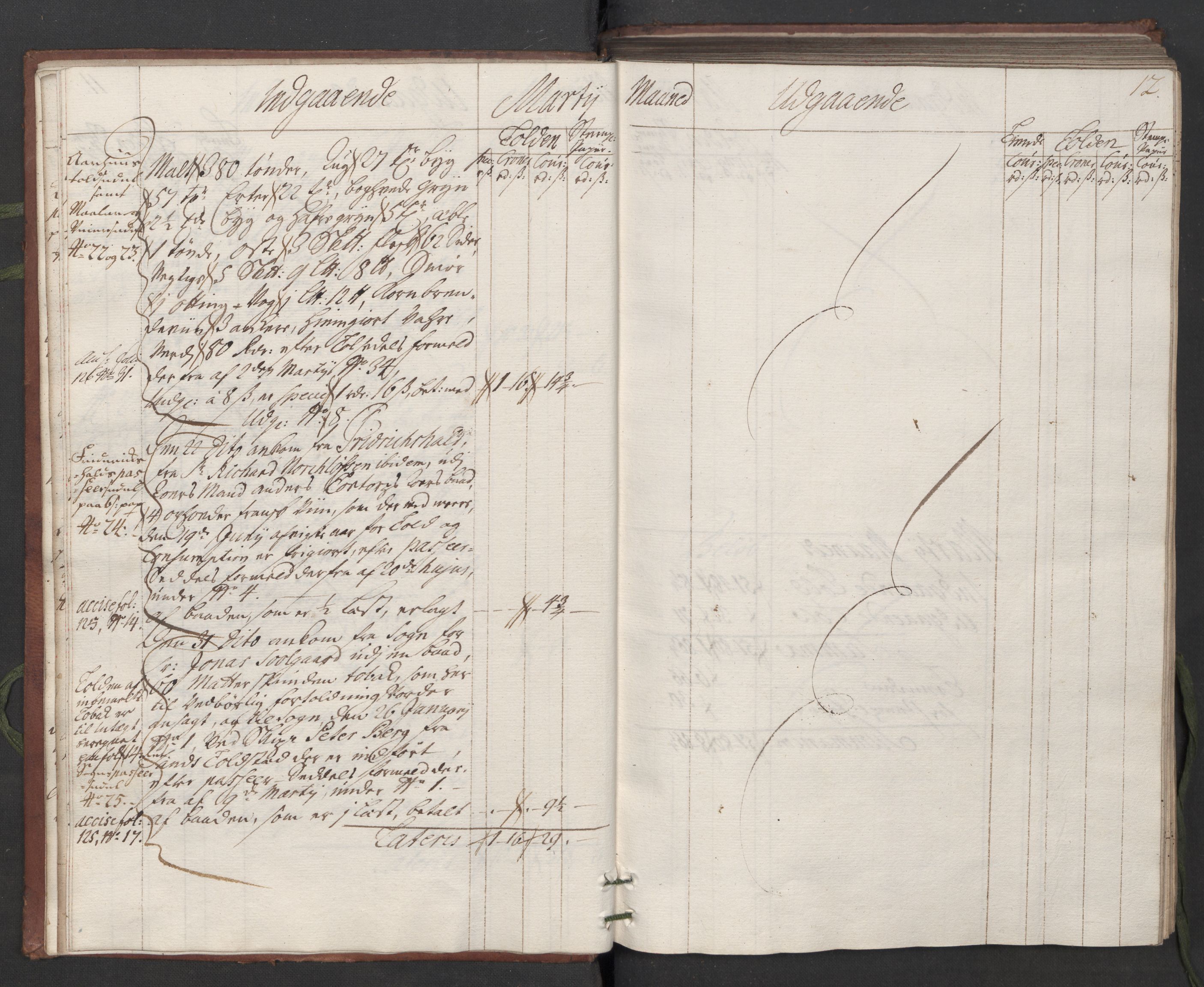 Generaltollkammeret, tollregnskaper, AV/RA-EA-5490/R05/L0014/0001: Tollregnskaper Moss, Son, Krokstad / Hovedtollbok, 1733, p. 11b-12a