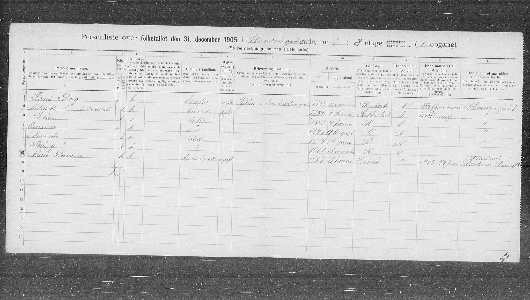 OBA, Municipal Census 1905 for Kristiania, 1905, p. 47758