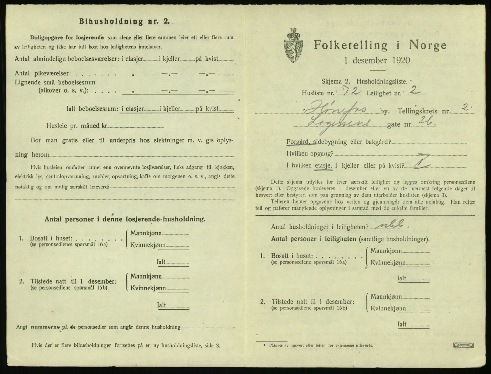 SAKO, 1920 census for Hønefoss, 1920, p. 1478