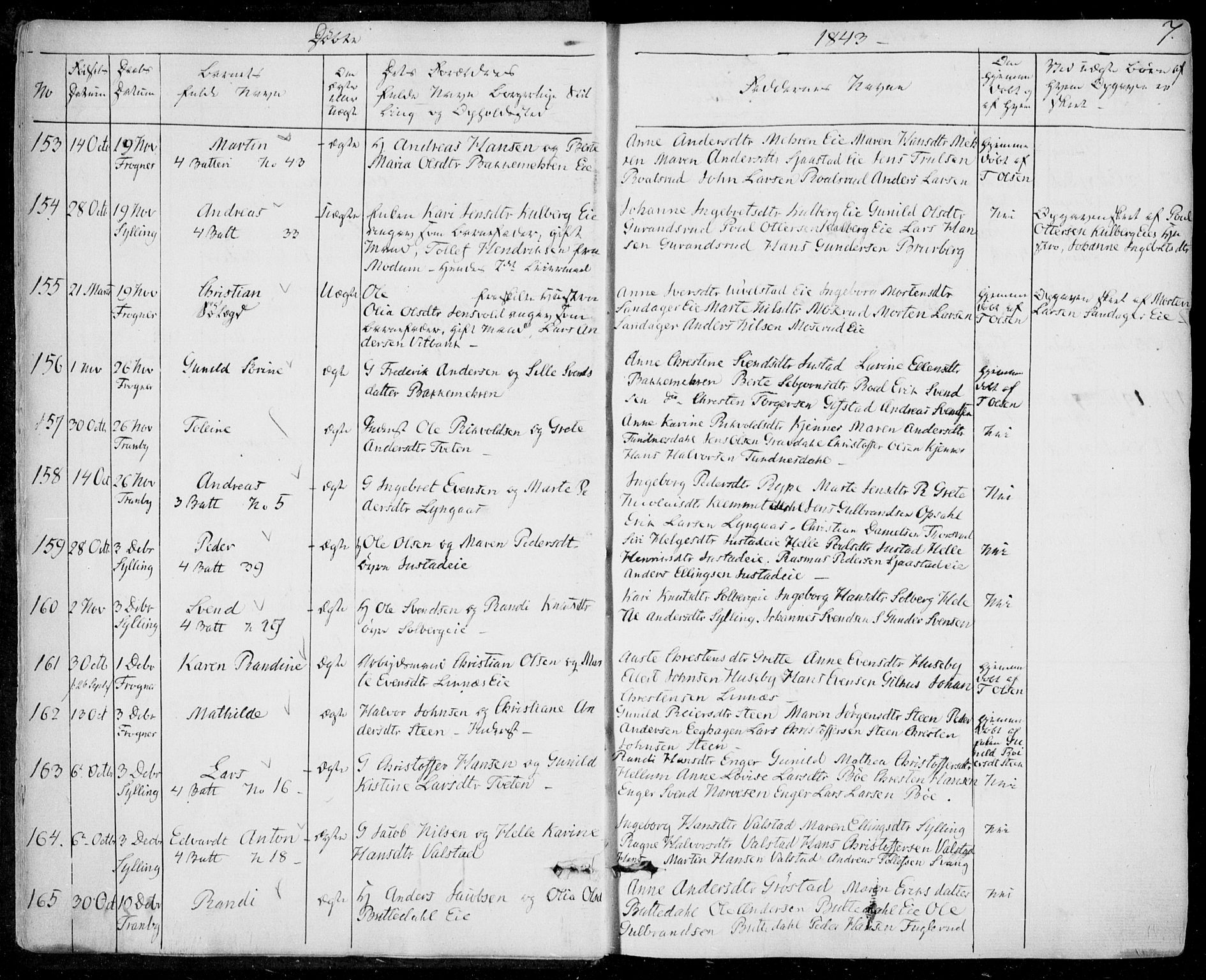 Lier kirkebøker, AV/SAKO-A-230/F/Fa/L0011: Parish register (official) no. I 11, 1843-1854, p. 7