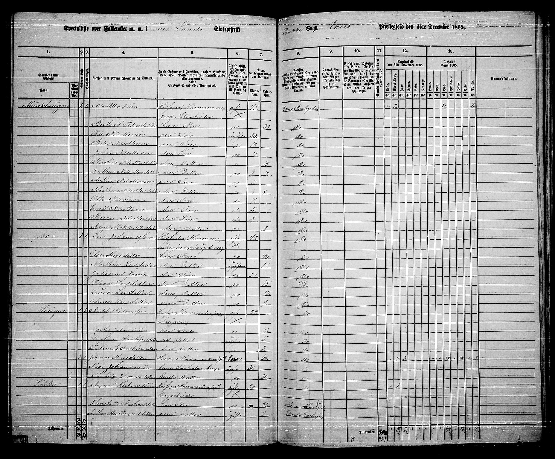 RA, 1865 census for Eiker, 1865, p. 470