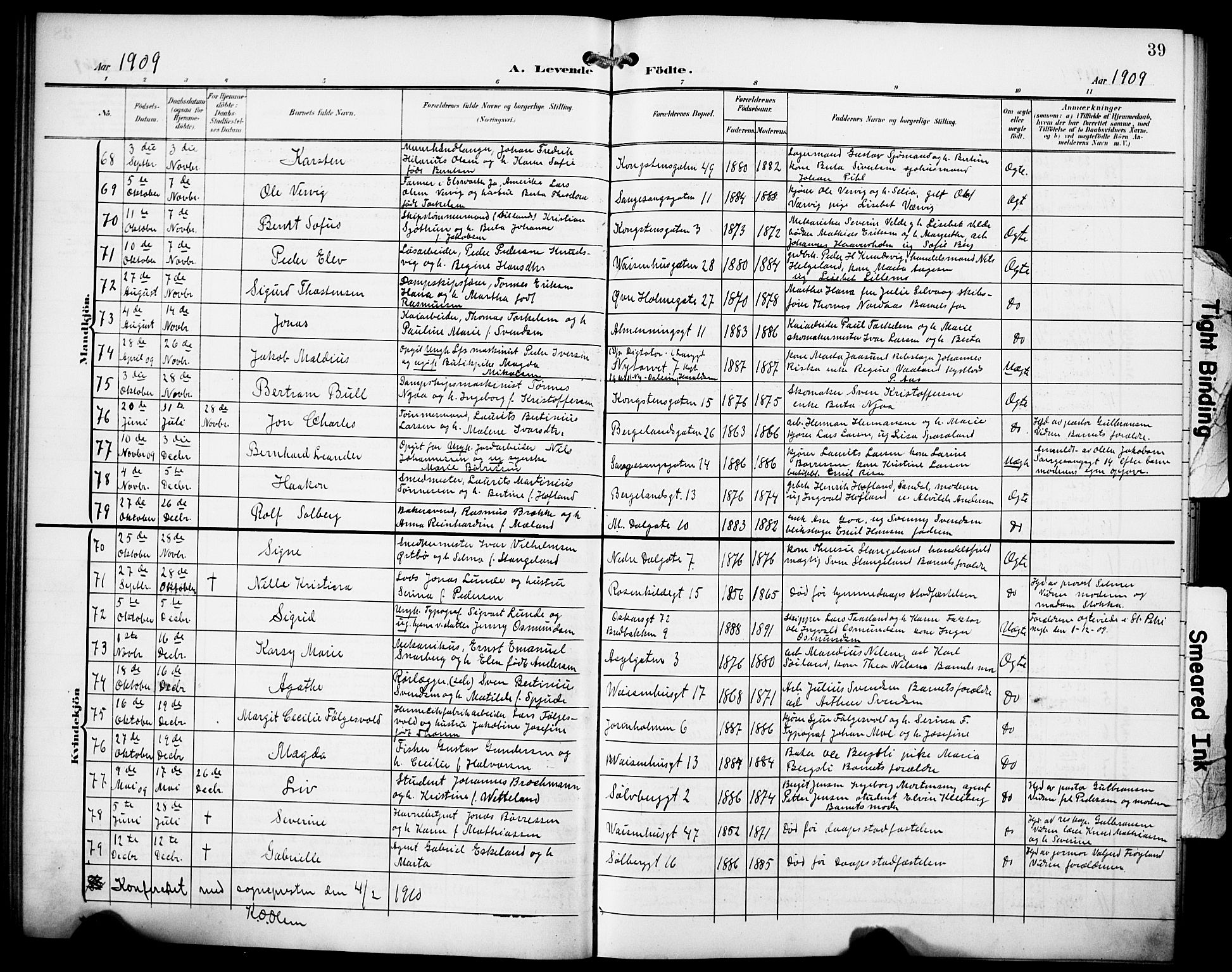 St. Petri sokneprestkontor, SAST/A-101813/001/30/30BB/L0010: Parish register (copy) no. B 10, 1905-1917, p. 39
