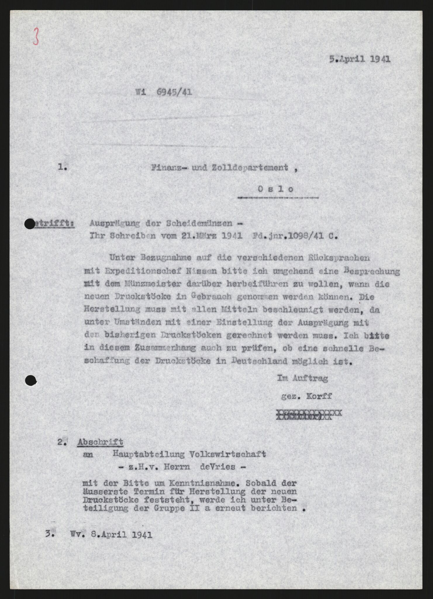 Forsvarets Overkommando. 2 kontor. Arkiv 11.4. Spredte tyske arkivsaker, AV/RA-RAFA-7031/D/Dar/Darb/L0003: Reichskommissariat - Hauptabteilung Vervaltung, 1940-1945, p. 1608