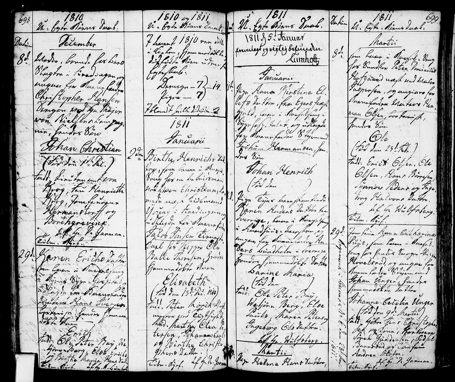 Oslo domkirke Kirkebøker, SAO/A-10752/F/Fa/L0006: Parish register (official) no. 6, 1807-1817, p. 698-699