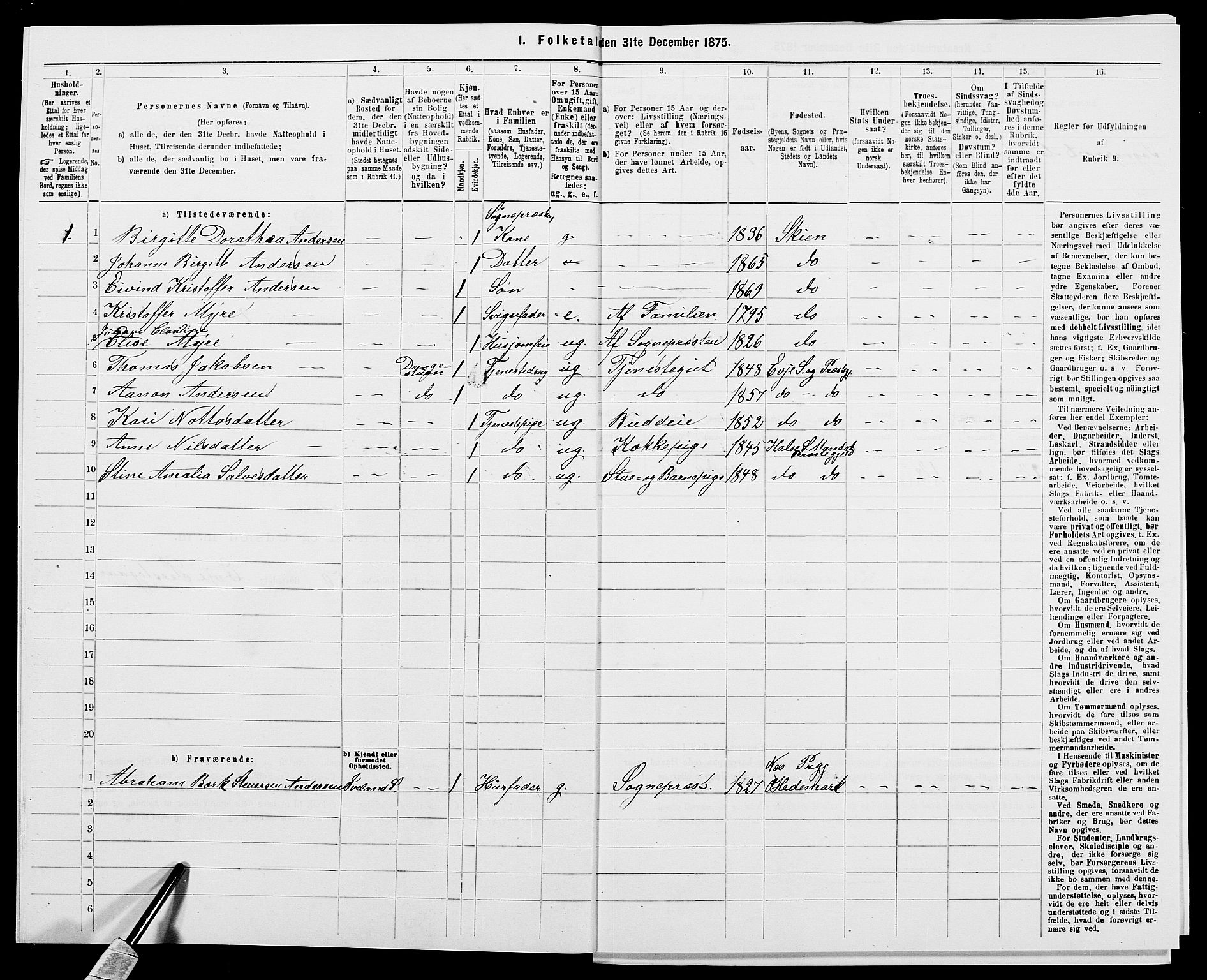 SAK, 1875 census for 0934P Evje, 1875, p. 112