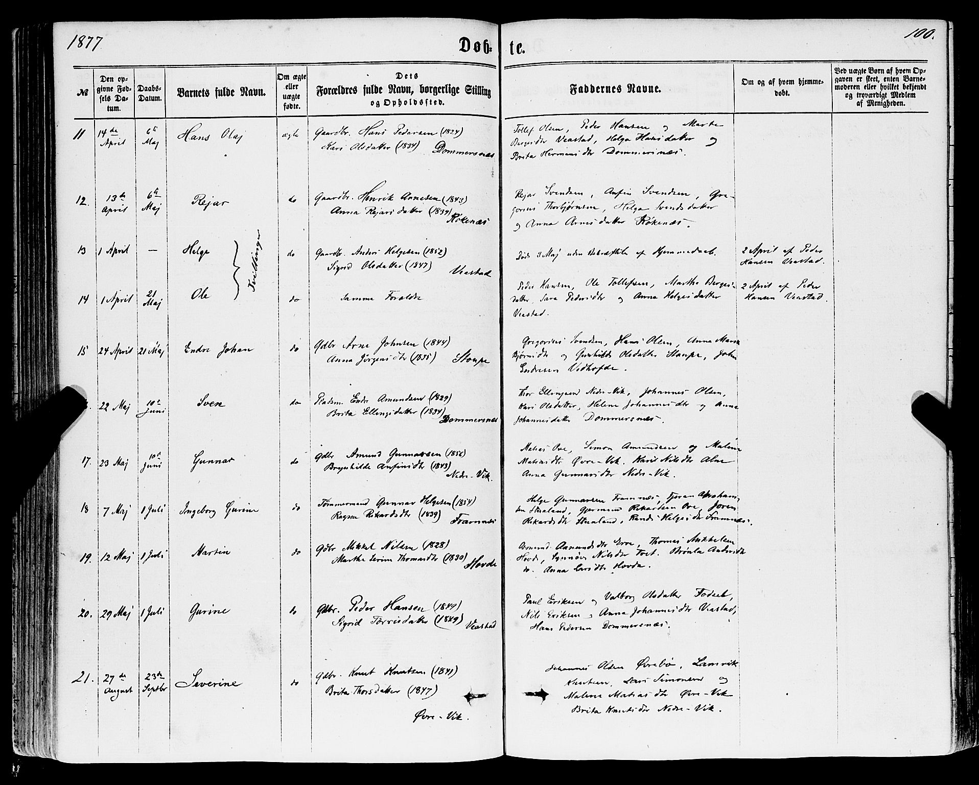 Sveio Sokneprestembete, AV/SAB-A-78501/H/Haa: Parish register (official) no. A 1, 1861-1877, p. 100