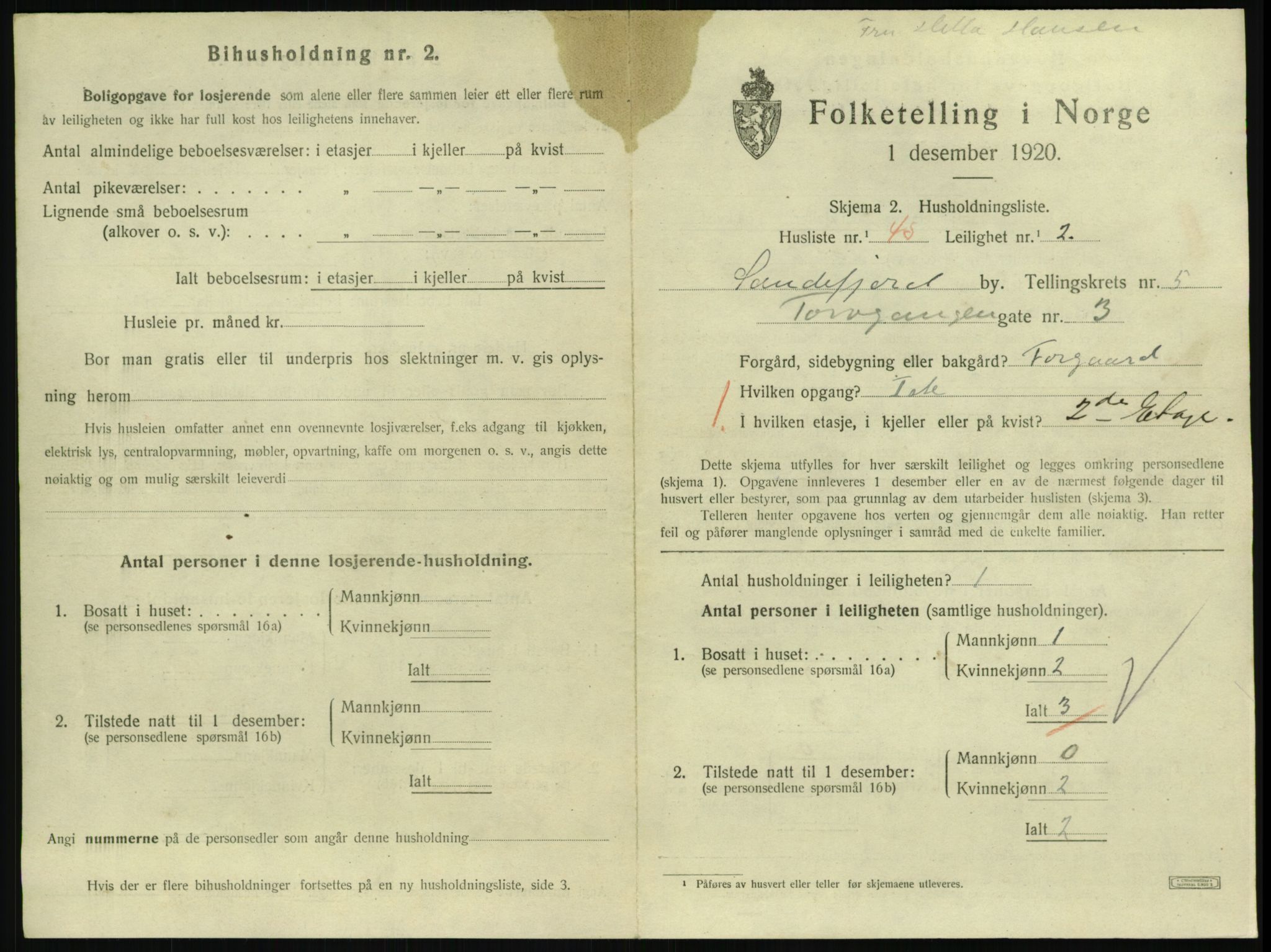 SAKO, 1920 census for Sandefjord, 1920, p. 2614