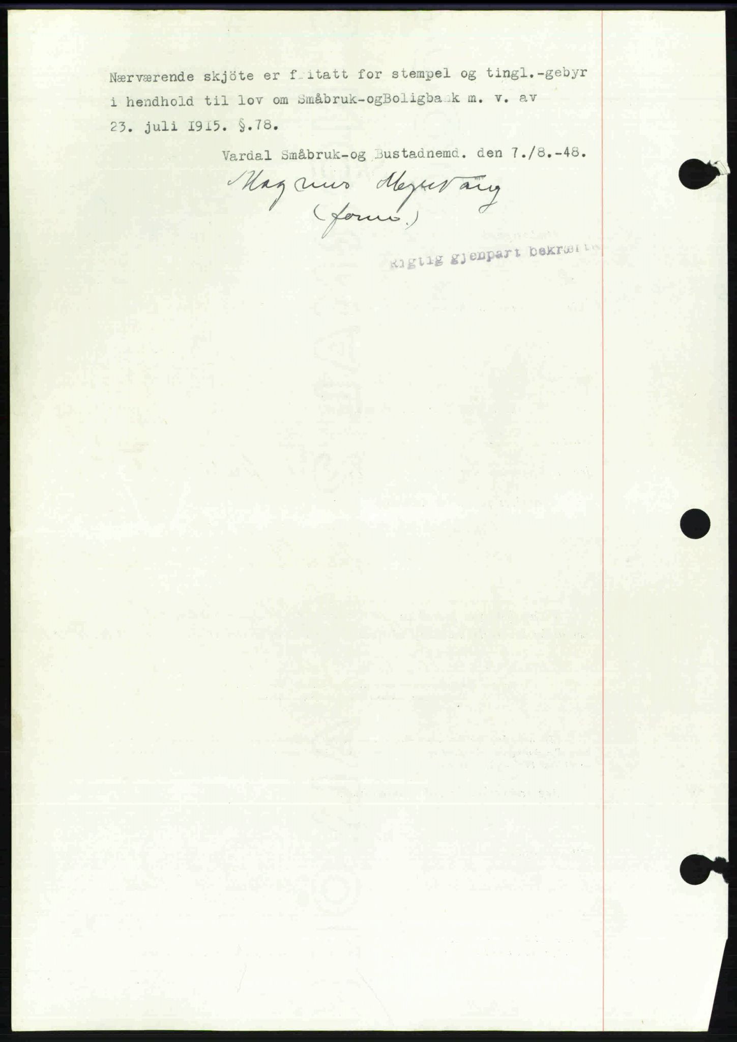 Toten tingrett, SAH/TING-006/H/Hb/Hbc/L0020: Mortgage book no. Hbc-20, 1948-1948, Diary no: : 2471/1948
