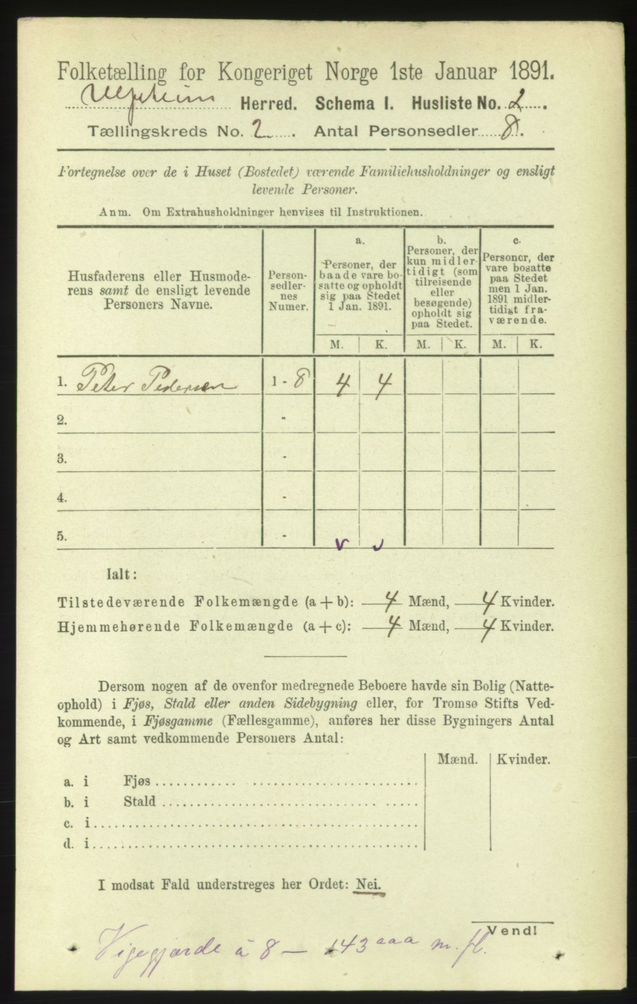 RA, 1891 census for 1516 Ulstein, 1891, p. 256