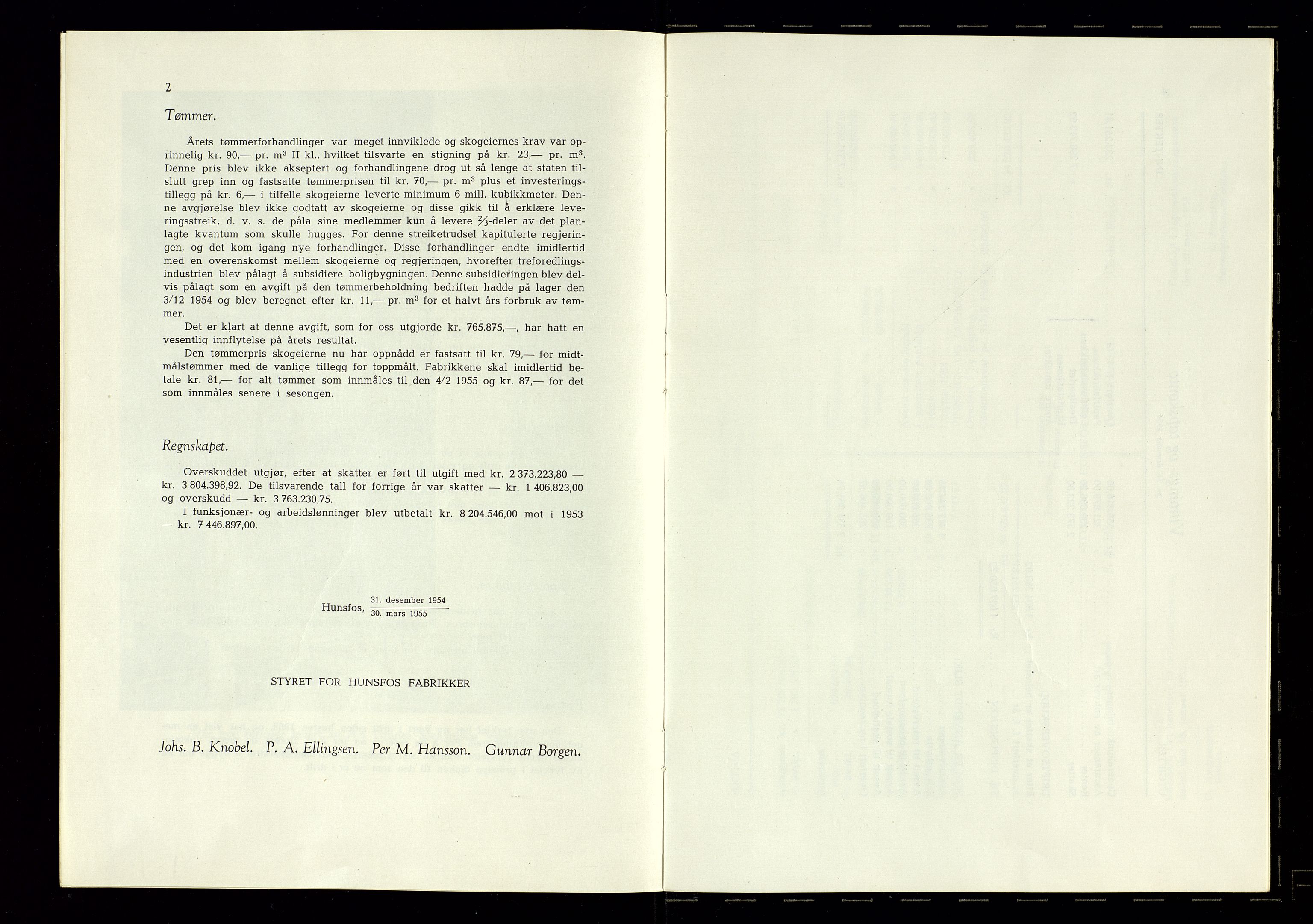 Hunsfos fabrikker, AV/SAK-D/1440/01/L0001/0003: Vedtekter, anmeldelser og årsberetninger / Årsberetninger og regnskap, 1918-1989, p. 127