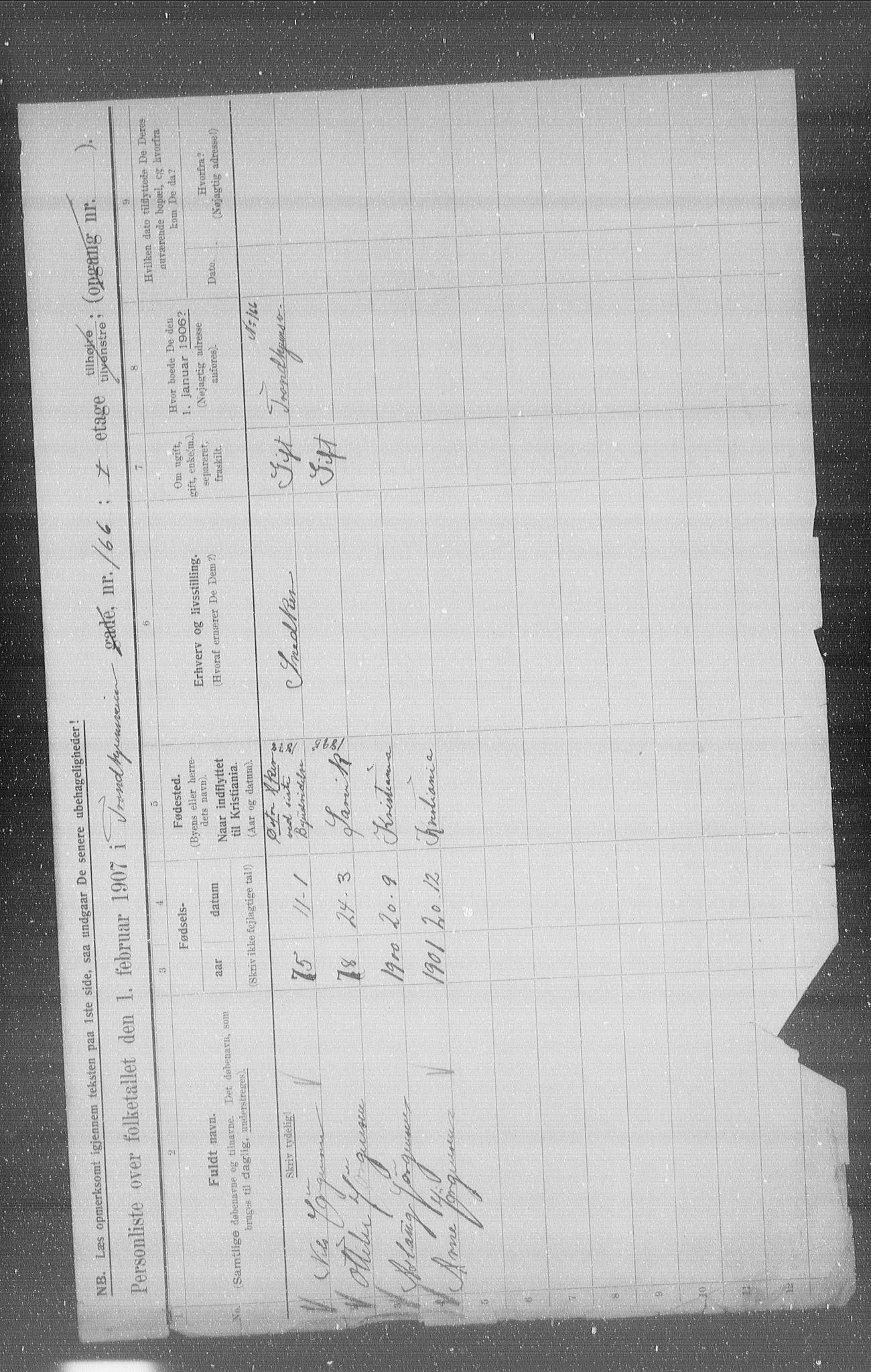 OBA, Municipal Census 1907 for Kristiania, 1907, p. 59690