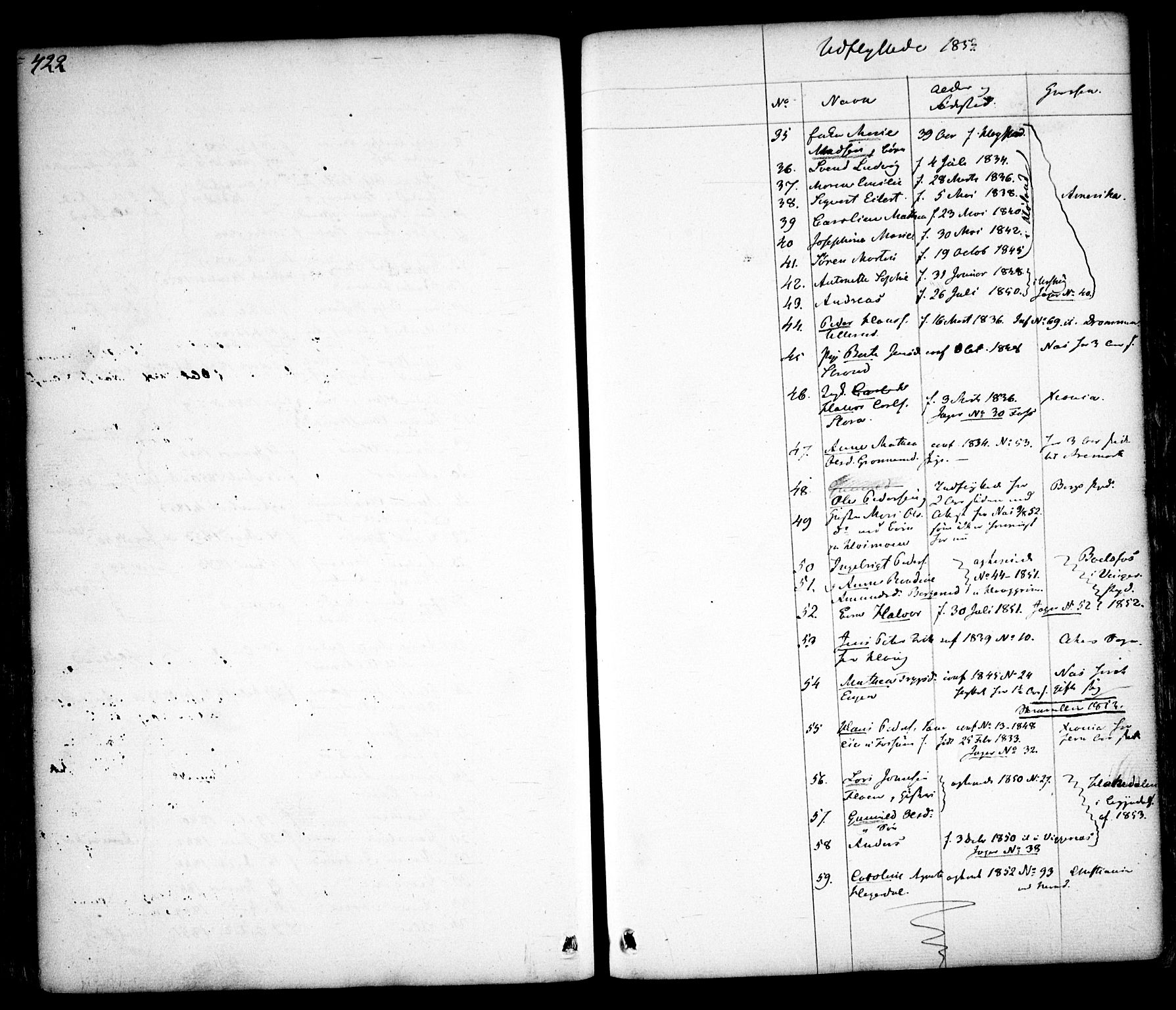 Aurskog prestekontor Kirkebøker, SAO/A-10304a/F/Fa/L0006: Parish register (official) no. I 6, 1829-1853, p. 422