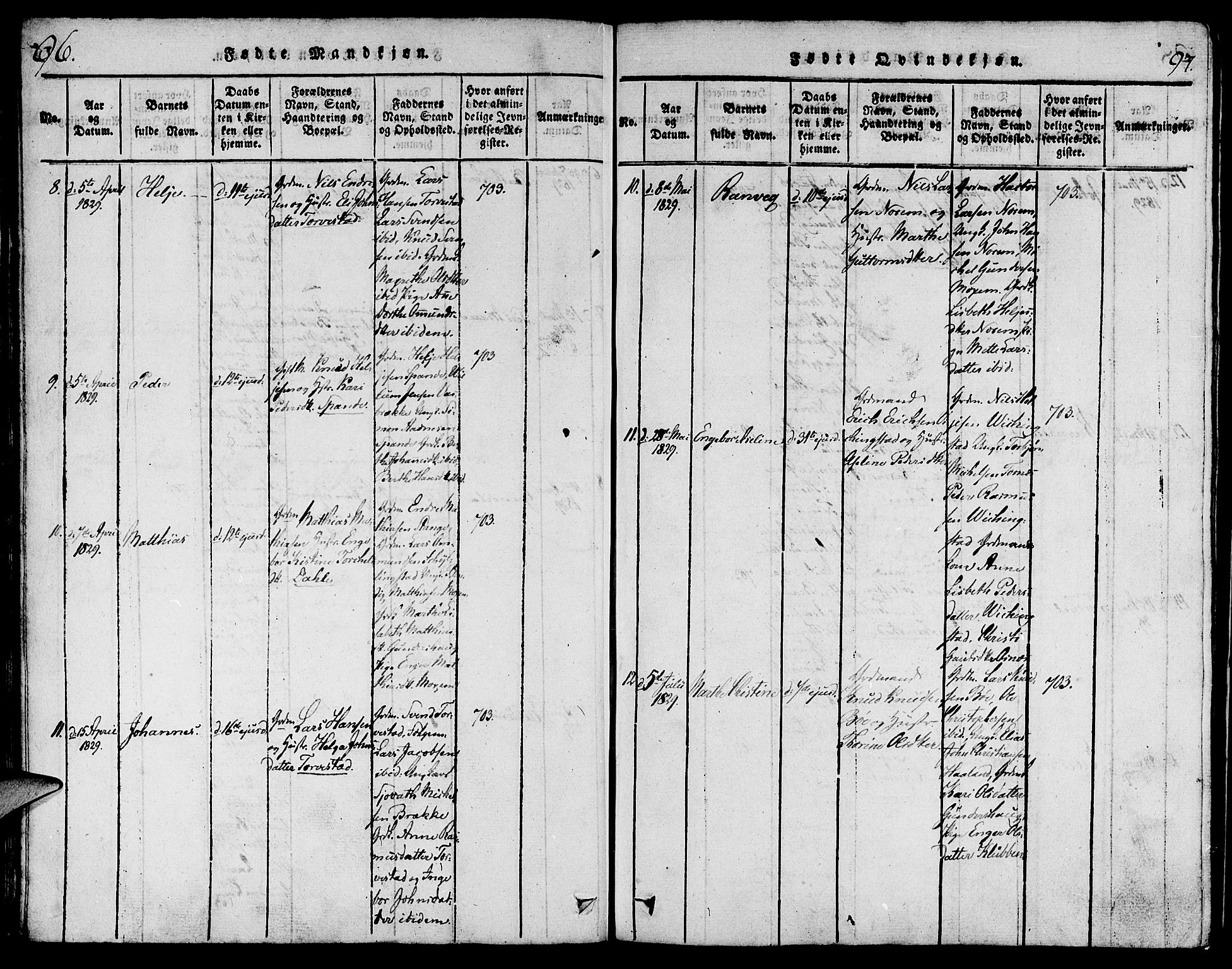 Torvastad sokneprestkontor, AV/SAST-A -101857/H/Ha/Haa/L0004: Parish register (official) no. A 3 /1, 1817-1836, p. 96-97