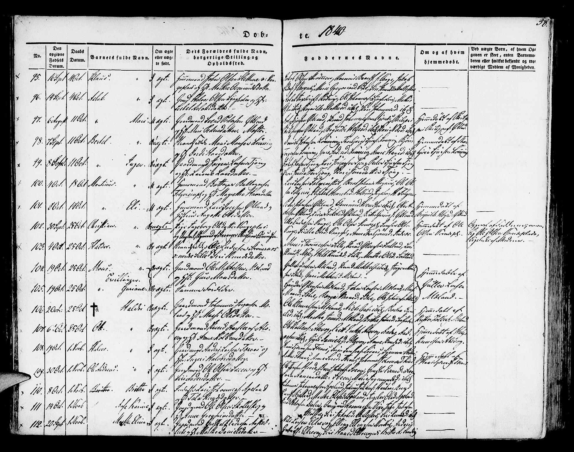 Finnås sokneprestembete, SAB/A-99925/H/Ha/Haa/Haaa/L0006: Parish register (official) no. A 6, 1836-1850, p. 38