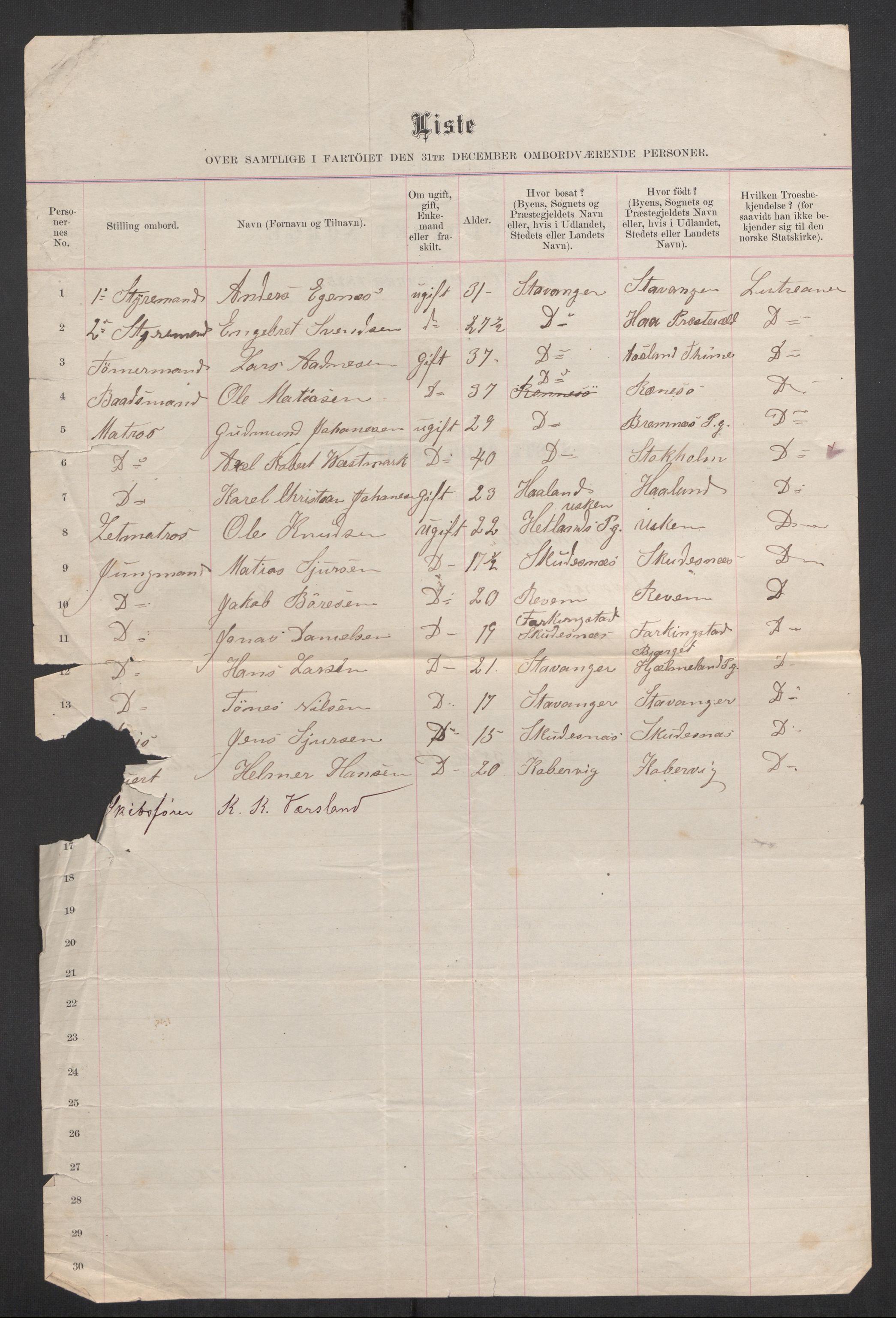 RA, 1875 census, lists of crew on ships: Ships in ports abroad, 1875, p. 735