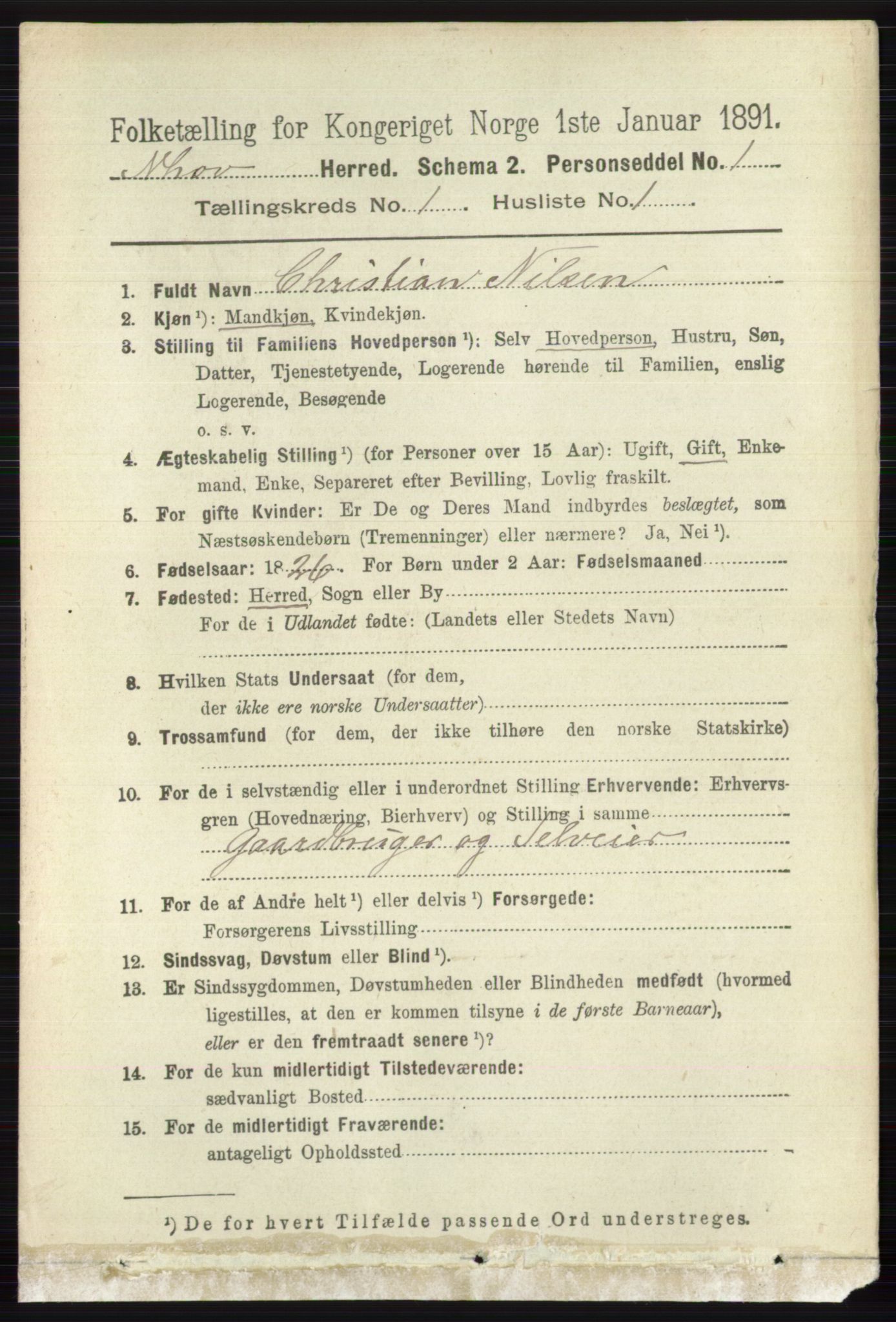 RA, 1891 census for 0613 Norderhov, 1891, p. 121