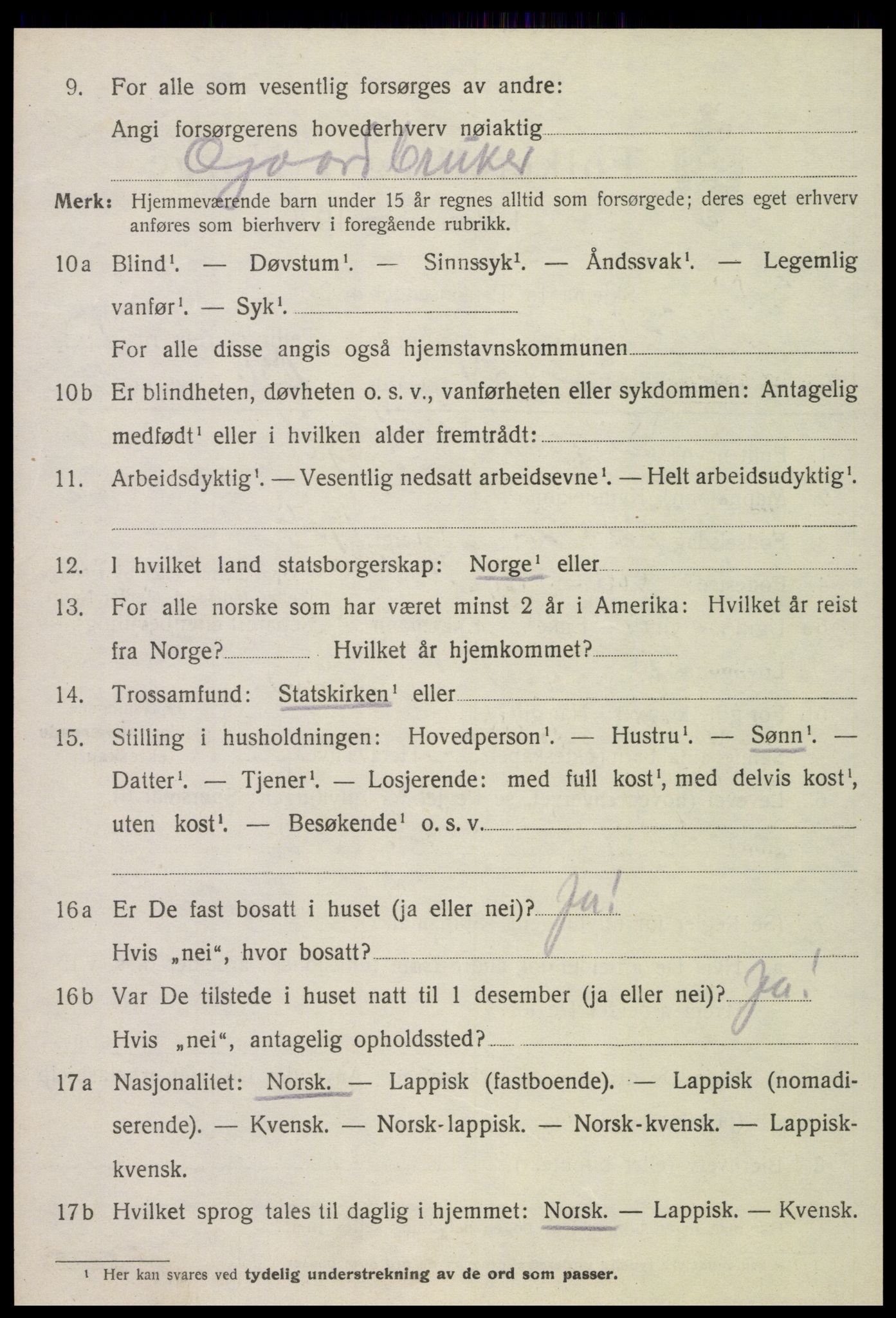 SAT, 1920 census for Verdal, 1920, p. 14818