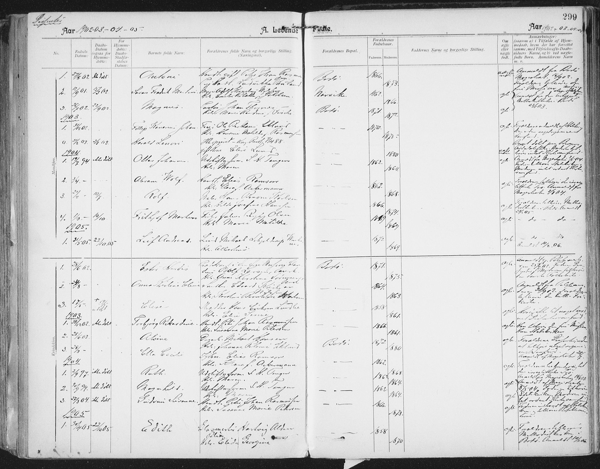 Ministerialprotokoller, klokkerbøker og fødselsregistre - Nordland, AV/SAT-A-1459/801/L0011: Parish register (official) no. 801A11, 1900-1916, p. 299