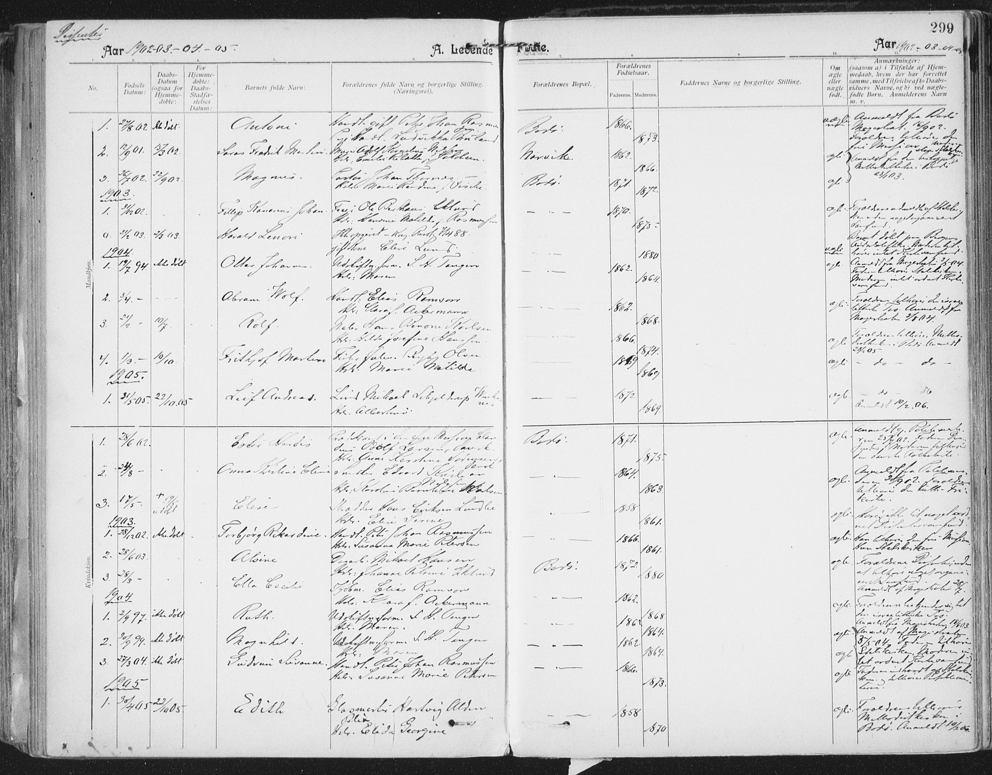 Ministerialprotokoller, klokkerbøker og fødselsregistre - Nordland, AV/SAT-A-1459/801/L0011: Parish register (official) no. 801A11, 1900-1916, p. 299