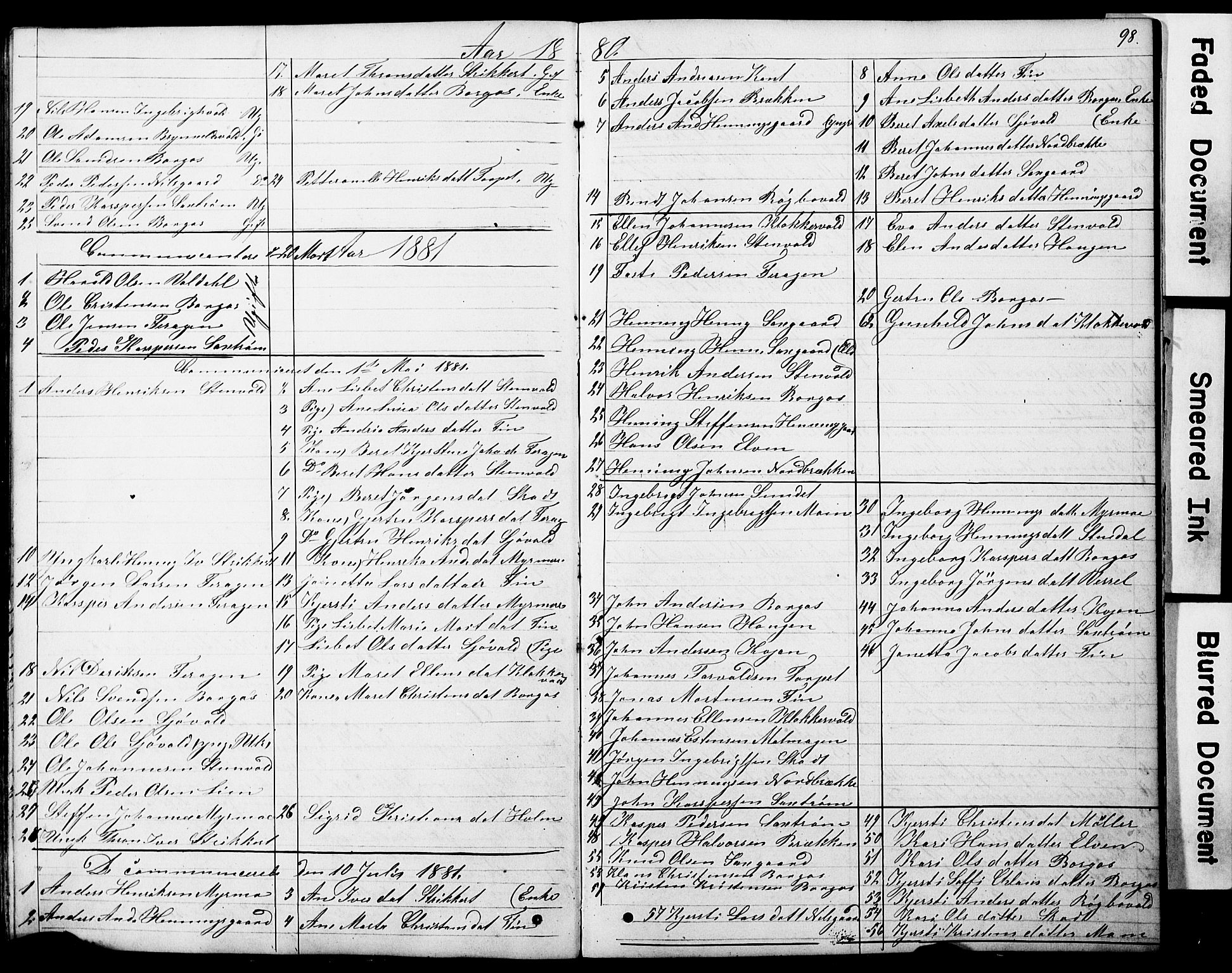 Ministerialprotokoller, klokkerbøker og fødselsregistre - Sør-Trøndelag, AV/SAT-A-1456/683/L0949: Parish register (copy) no. 683C01, 1880-1896, p. 98