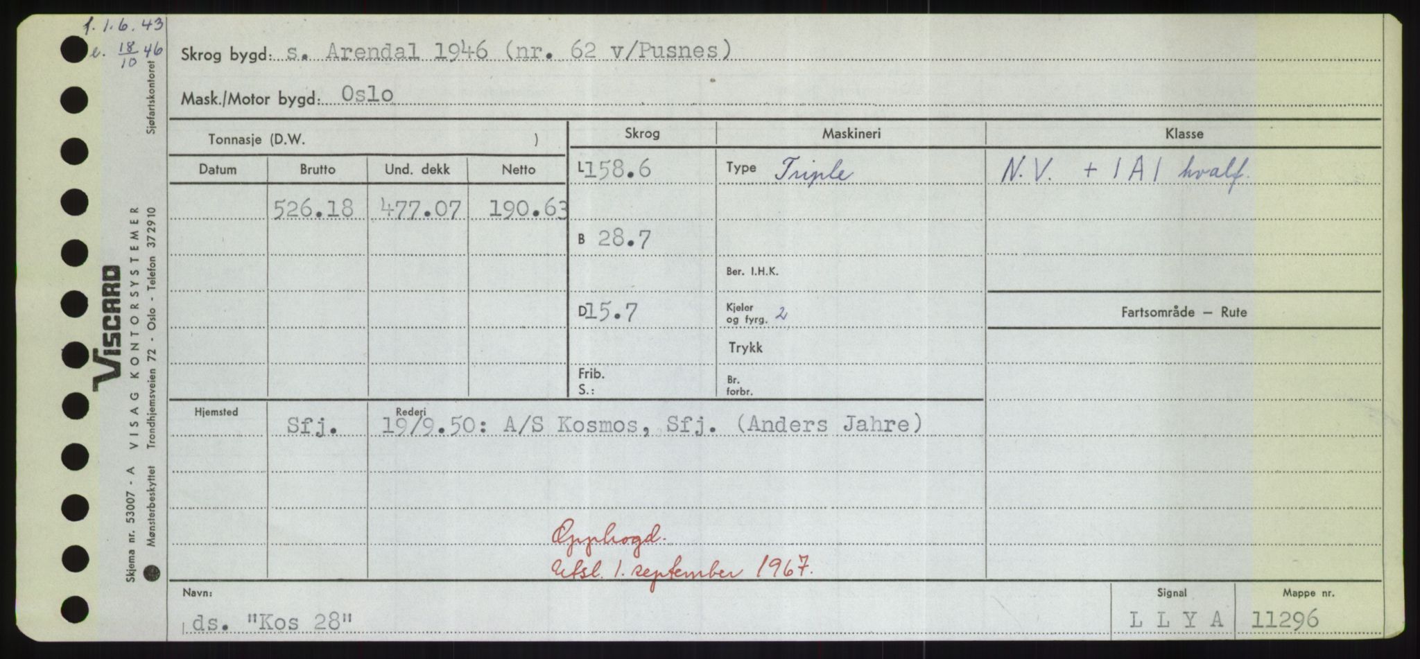 Sjøfartsdirektoratet med forløpere, Skipsmålingen, AV/RA-S-1627/H/Hd/L0021: Fartøy, Kor-Kår, p. 67