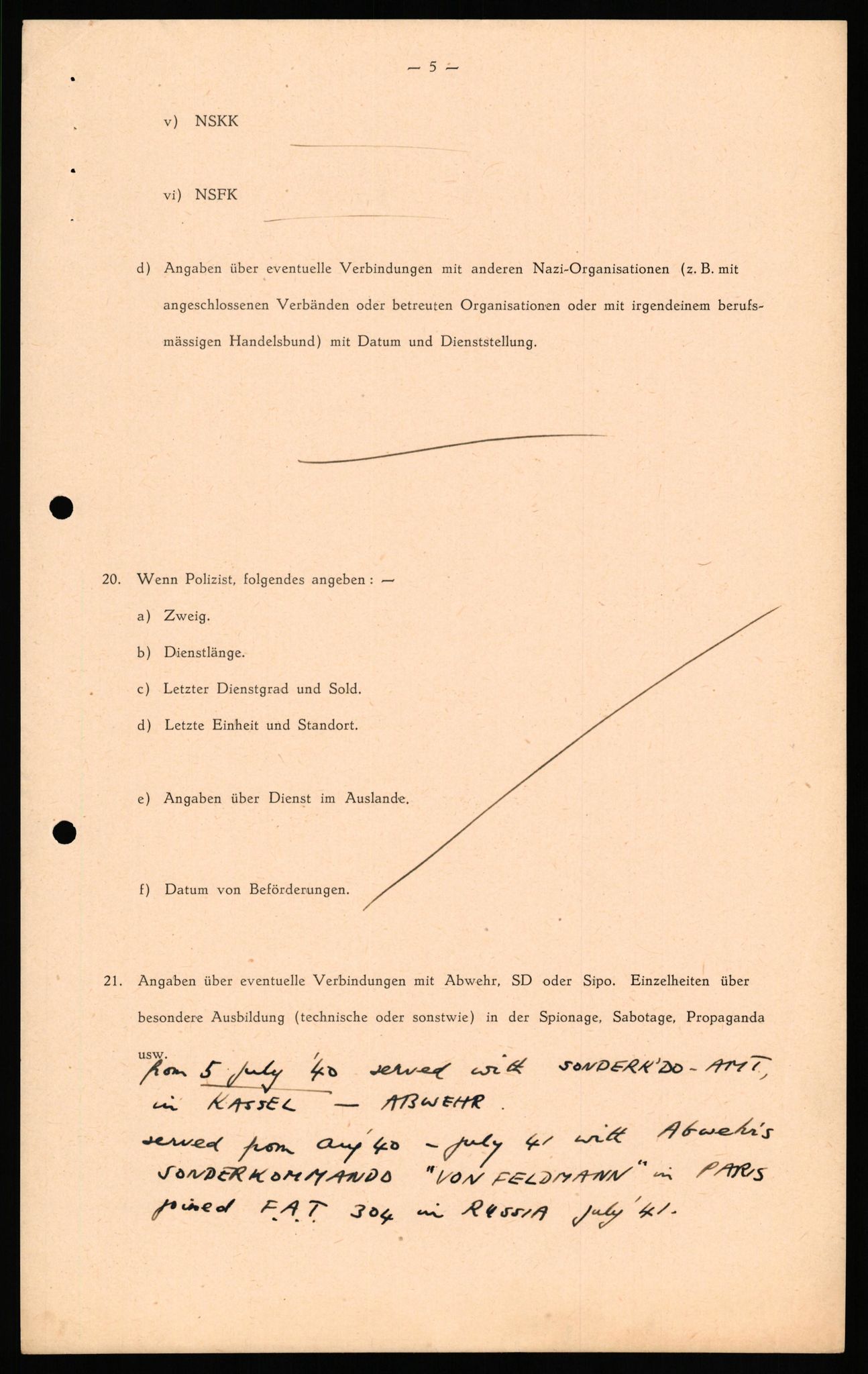 Forsvaret, Forsvarets overkommando II, AV/RA-RAFA-3915/D/Db/L0037: CI Questionaires. Tyske okkupasjonsstyrker i Norge. Tyskere., 1945-1946, p. 384