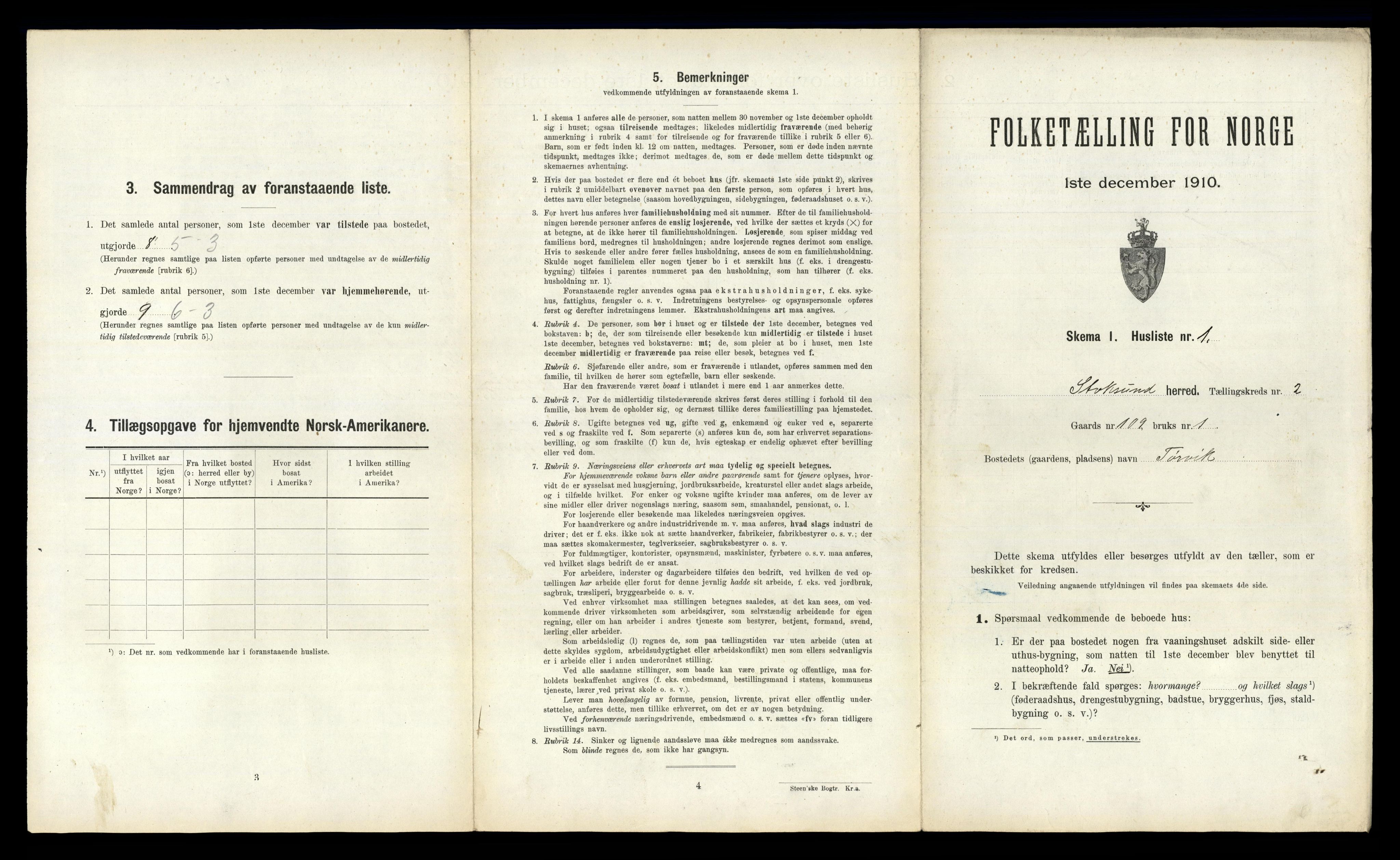 RA, 1910 census for Stoksund, 1910, p. 158