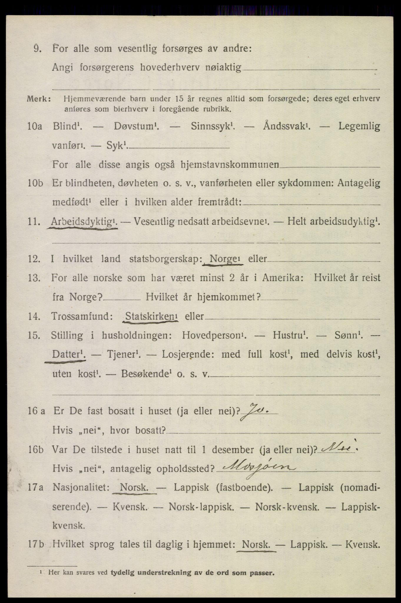 SAT, 1920 census for Saltdal, 1920, p. 2834