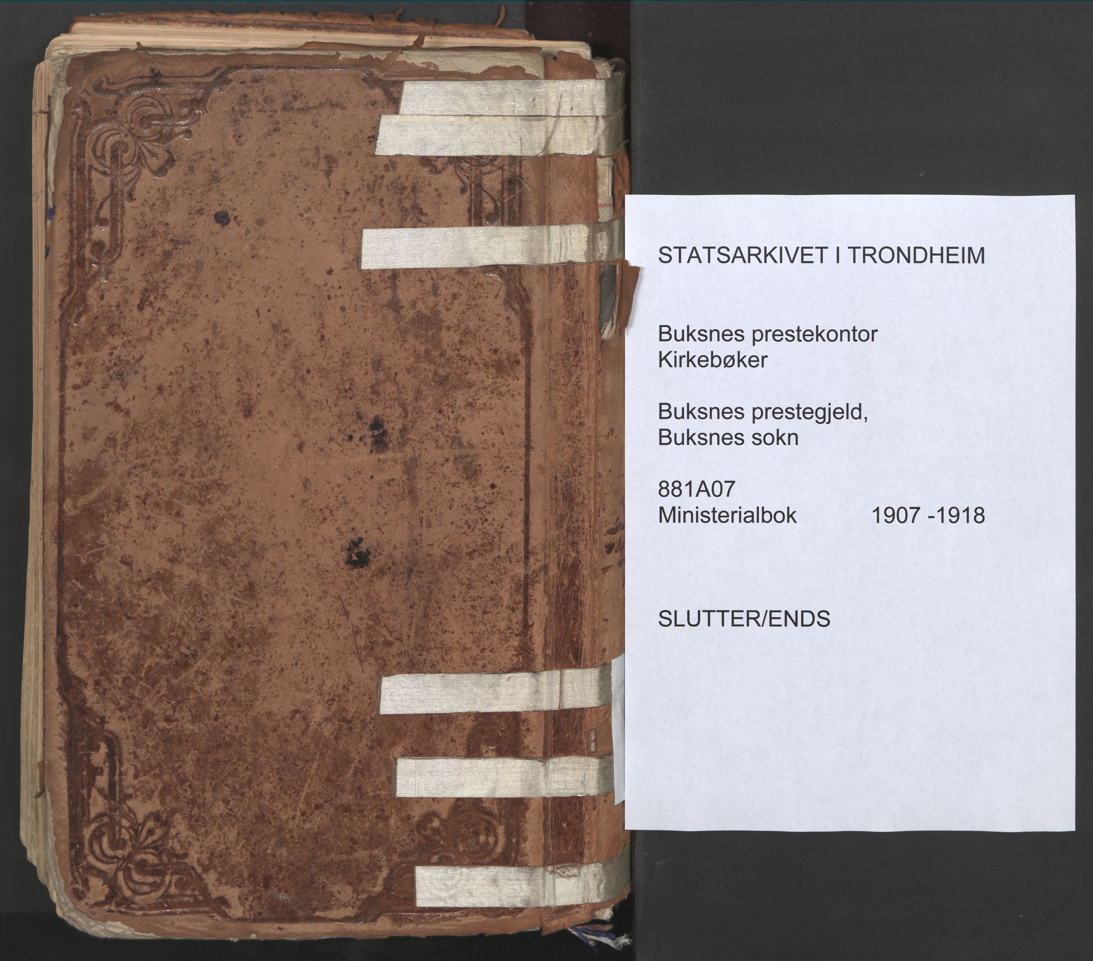 Ministerialprotokoller, klokkerbøker og fødselsregistre - Nordland, AV/SAT-A-1459/881/L1154: Parish register (official) no. 881A07, 1907-1918