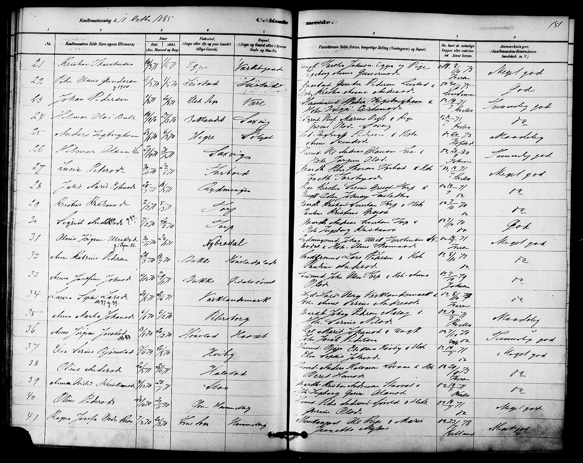 Ministerialprotokoller, klokkerbøker og fødselsregistre - Sør-Trøndelag, SAT/A-1456/616/L0410: Parish register (official) no. 616A07, 1878-1893, p. 151