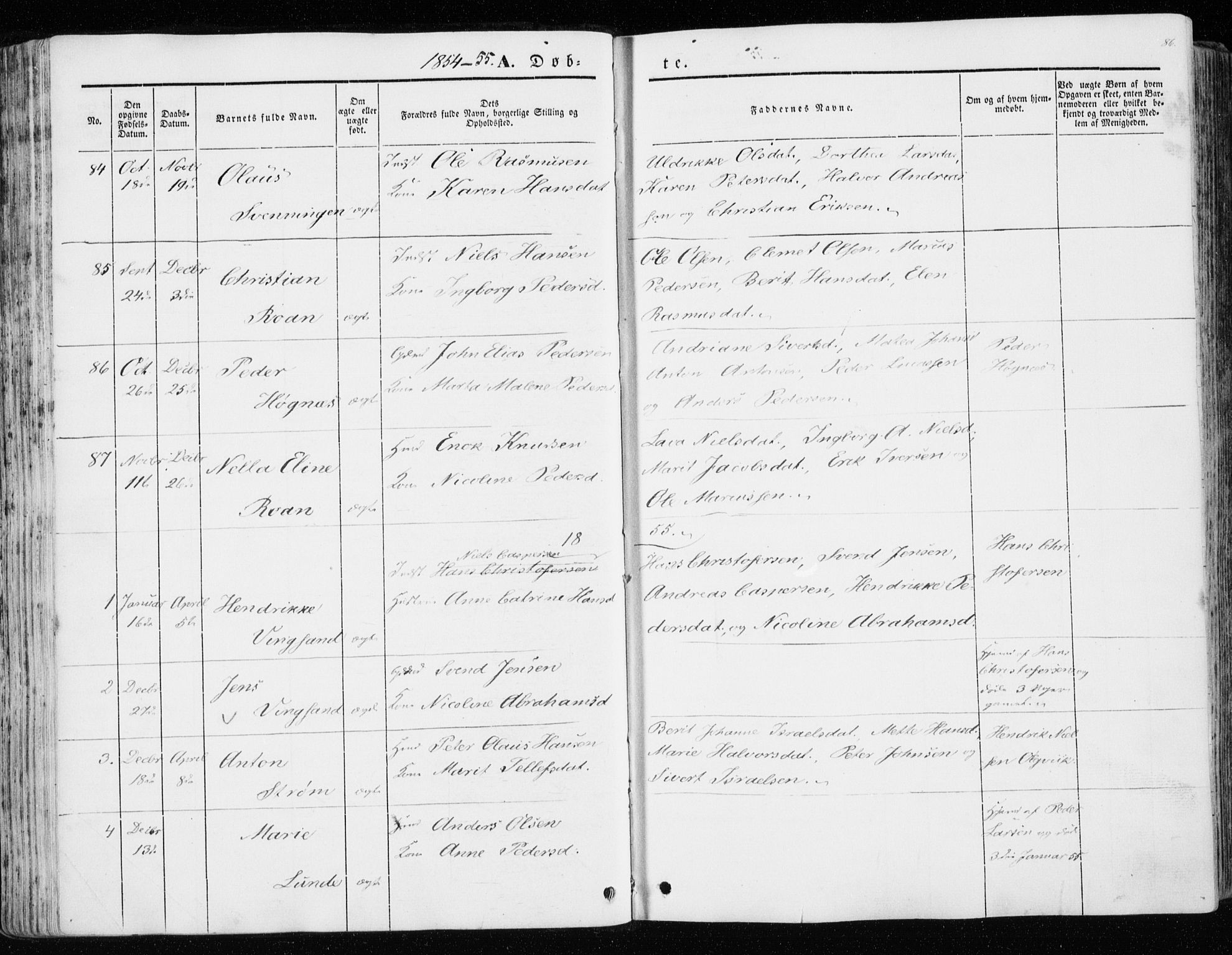 Ministerialprotokoller, klokkerbøker og fødselsregistre - Sør-Trøndelag, SAT/A-1456/657/L0704: Parish register (official) no. 657A05, 1846-1857, p. 86