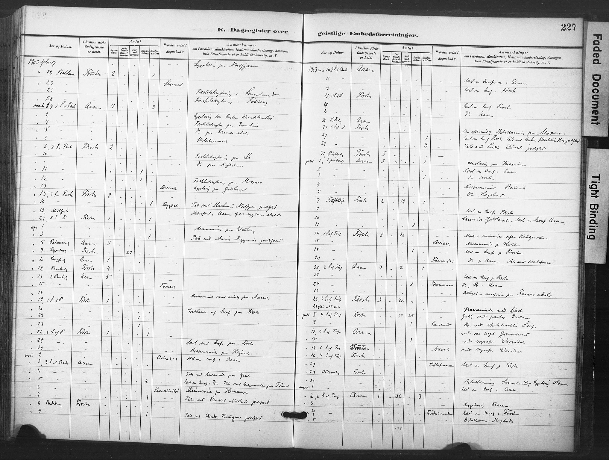 Ministerialprotokoller, klokkerbøker og fødselsregistre - Nord-Trøndelag, AV/SAT-A-1458/713/L0122: Parish register (official) no. 713A11, 1899-1910, p. 227