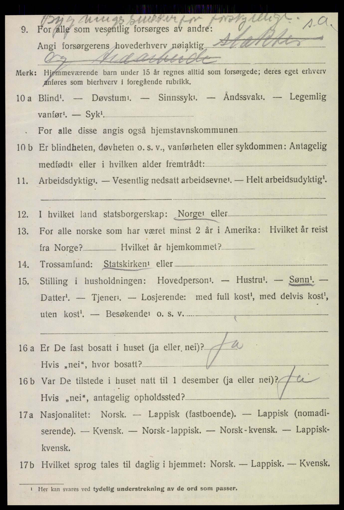 SAT, 1920 census for Verdal, 1920, p. 4714