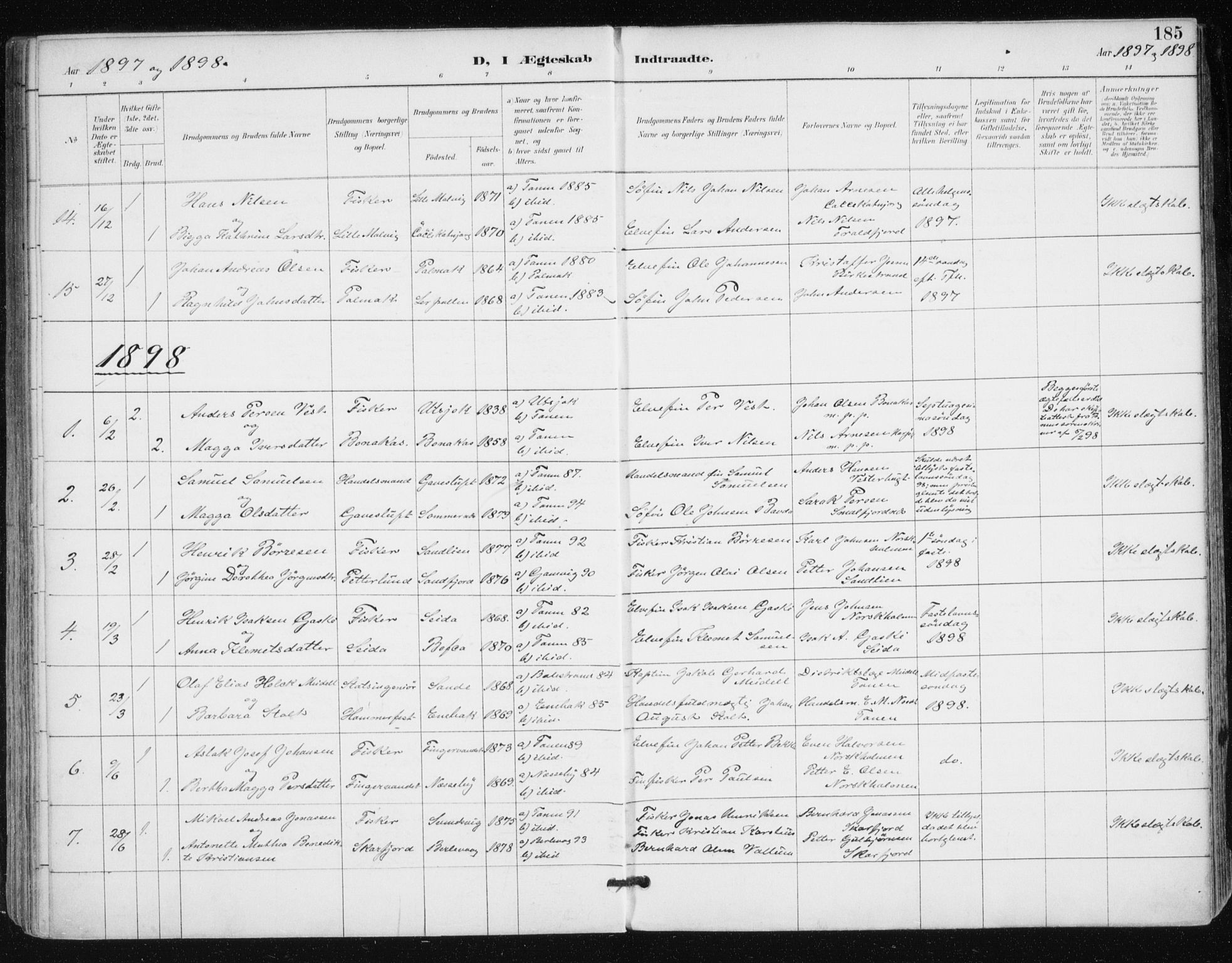 Tana sokneprestkontor, SATØ/S-1334/H/Ha/L0005kirke: Parish register (official) no. 5, 1891-1903, p. 185