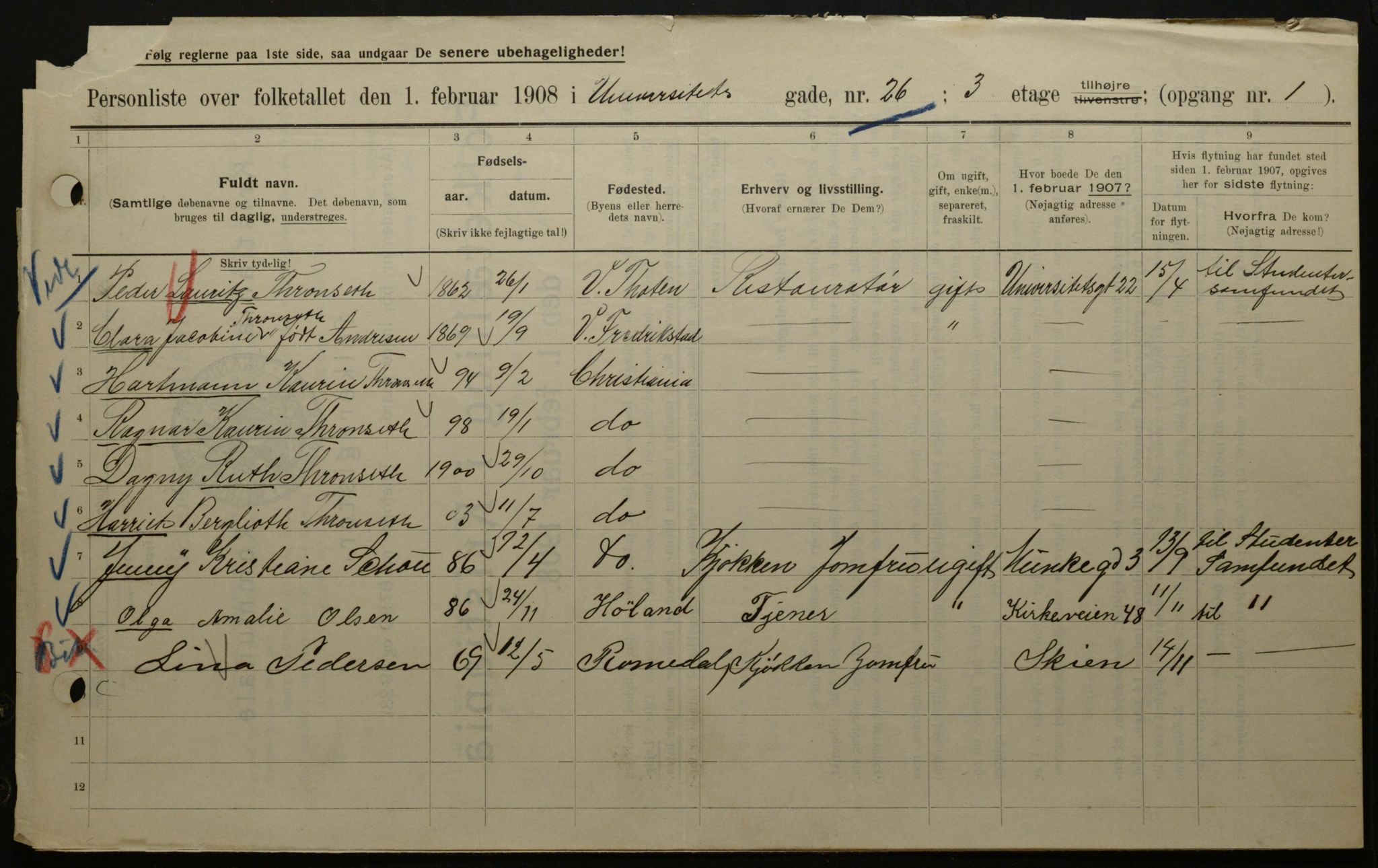 OBA, Municipal Census 1908 for Kristiania, 1908, p. 107870