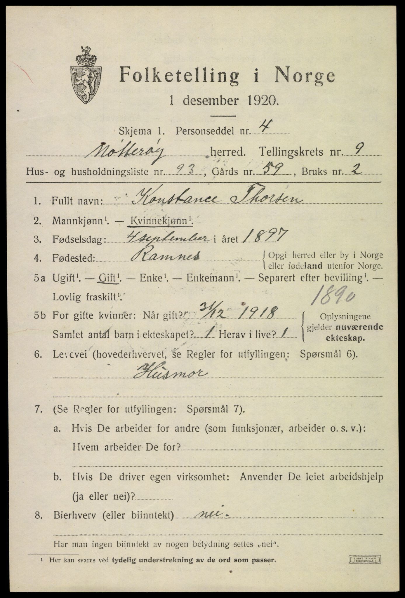 SAKO, 1920 census for Nøtterøy, 1920, p. 12349