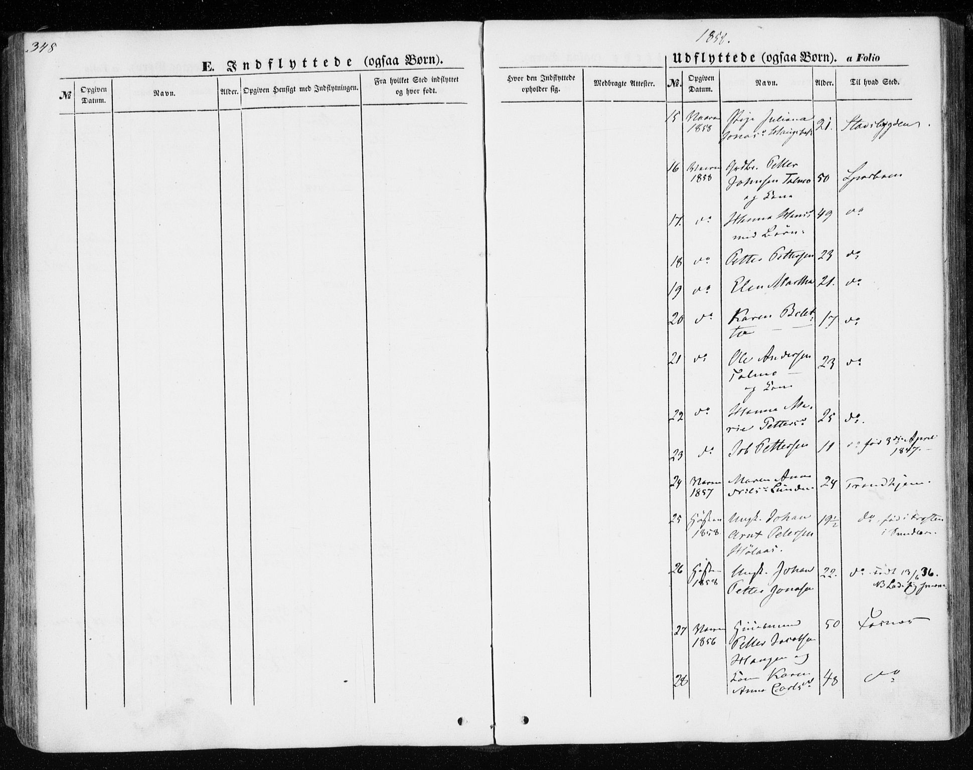 Ministerialprotokoller, klokkerbøker og fødselsregistre - Nord-Trøndelag, SAT/A-1458/701/L0008: Parish register (official) no. 701A08 /1, 1854-1863, p. 348