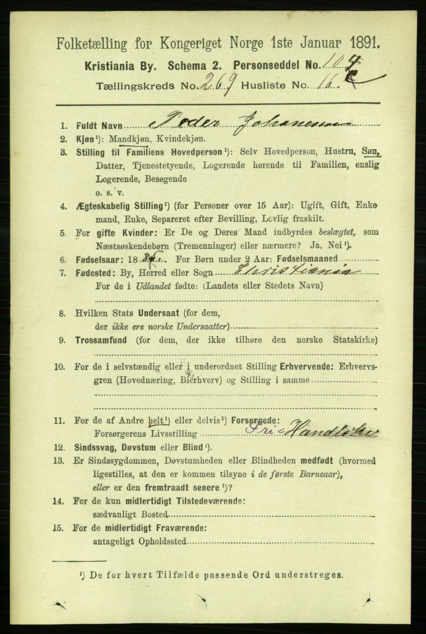 RA, 1891 census for 0301 Kristiania, 1891, p. 163457