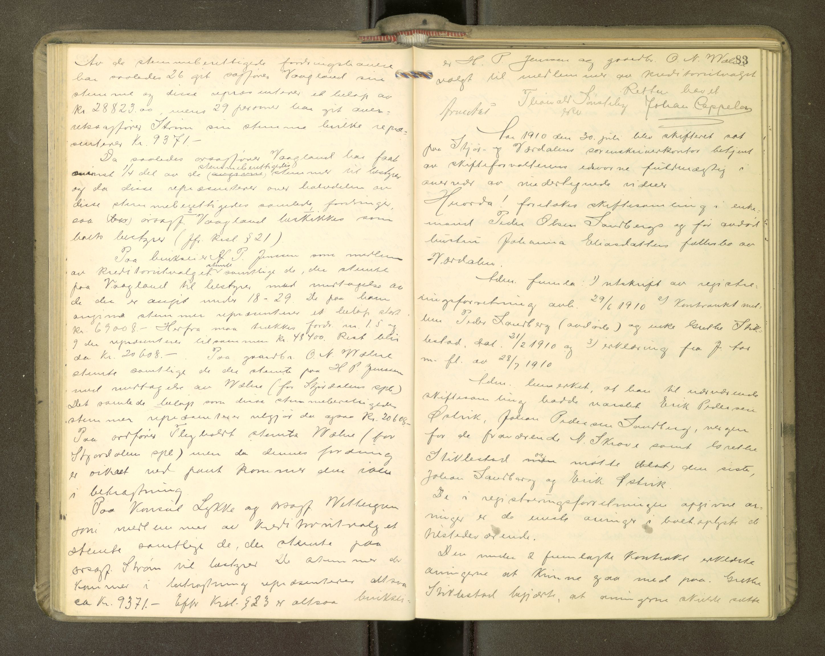 Stjør- og Verdal sorenskriveri, AV/SAT-A-4167/1/3/3B/L0011: Skifteforhandlingsprotokoll, 1909-1912, p. 83