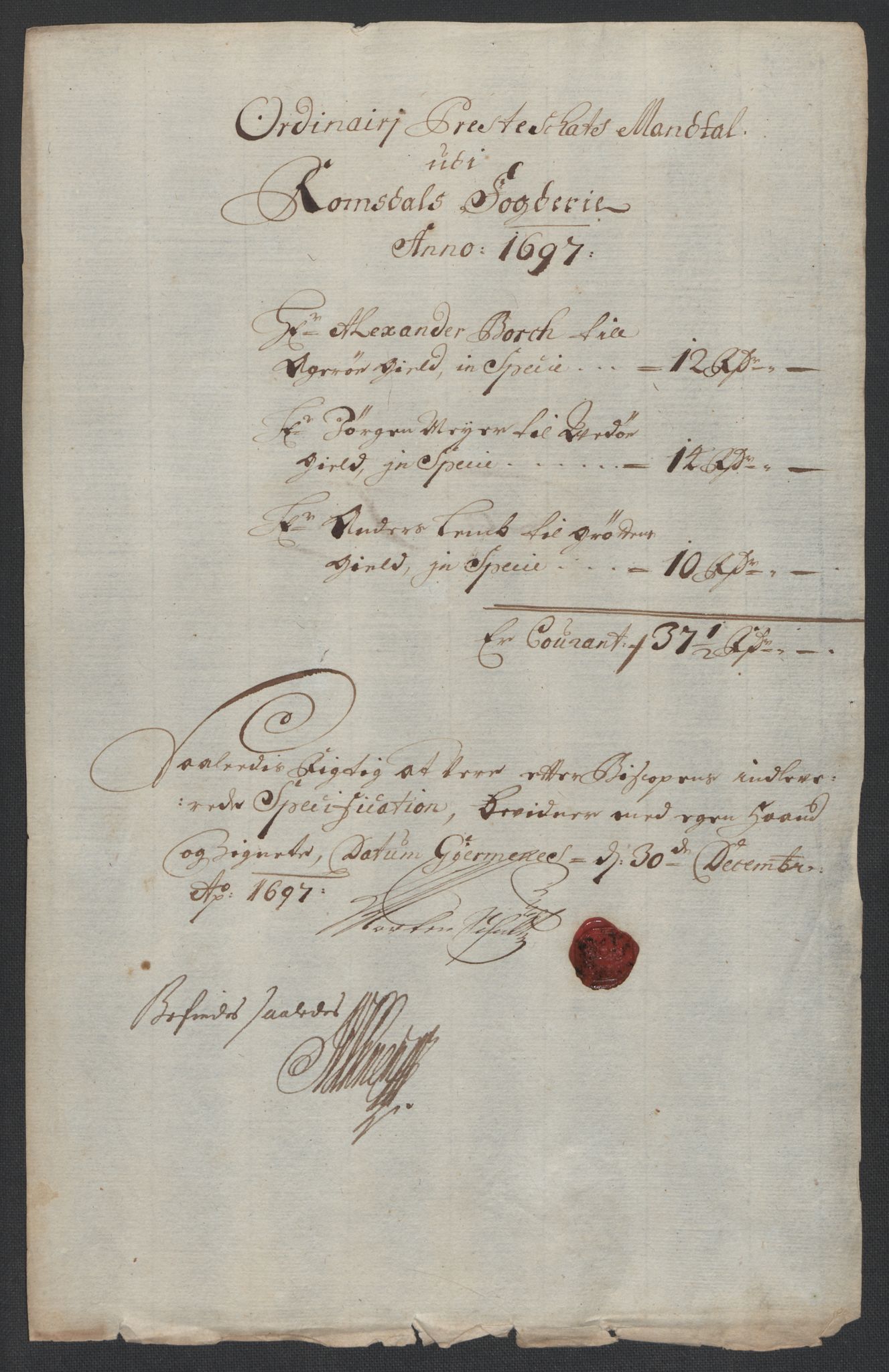 Rentekammeret inntil 1814, Reviderte regnskaper, Fogderegnskap, RA/EA-4092/R55/L3653: Fogderegnskap Romsdal, 1697-1698, p. 100