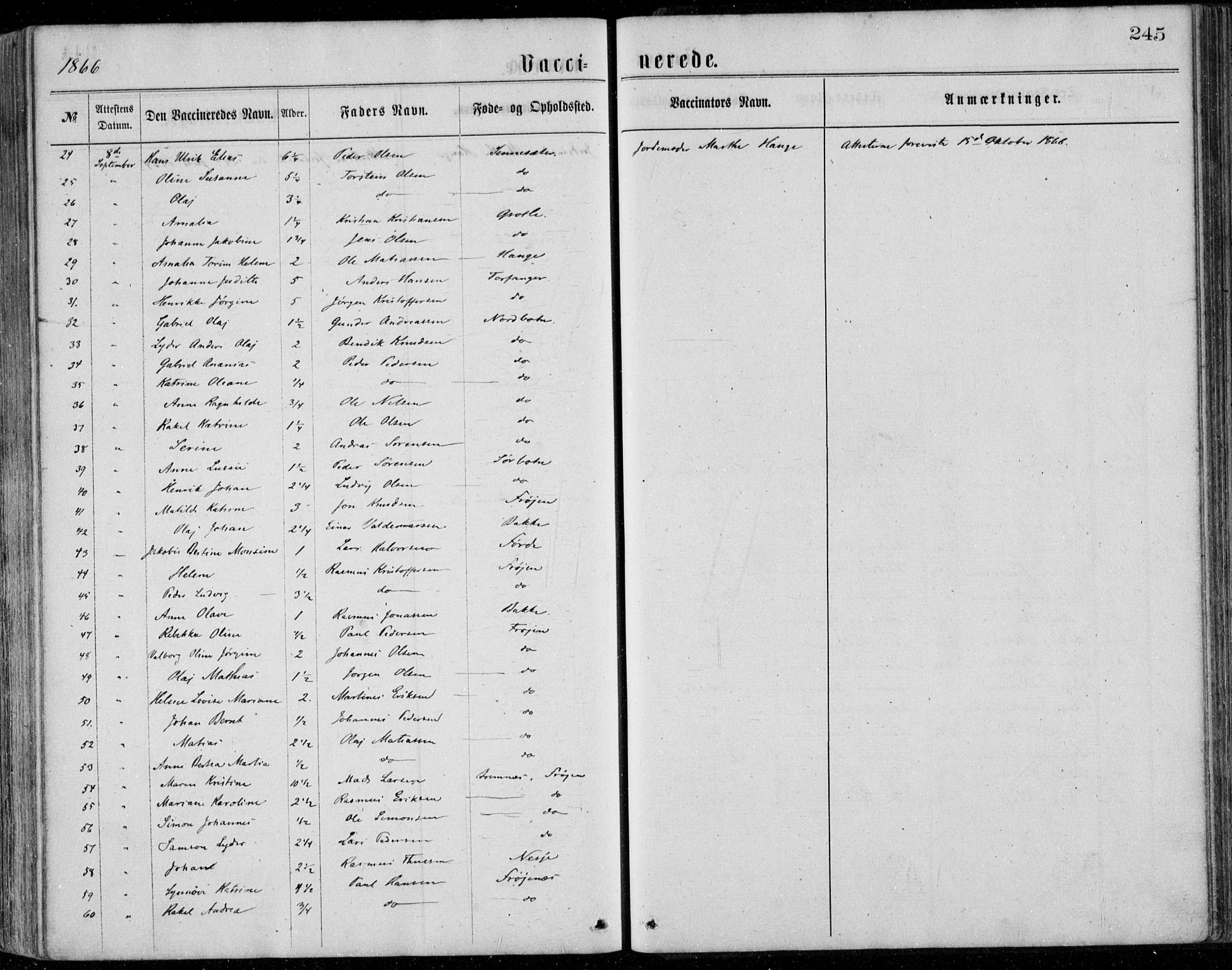 Bremanger sokneprestembete, AV/SAB-A-82201/H/Haa/Haaa/L0001: Parish register (official) no. A  1, 1864-1883, p. 245