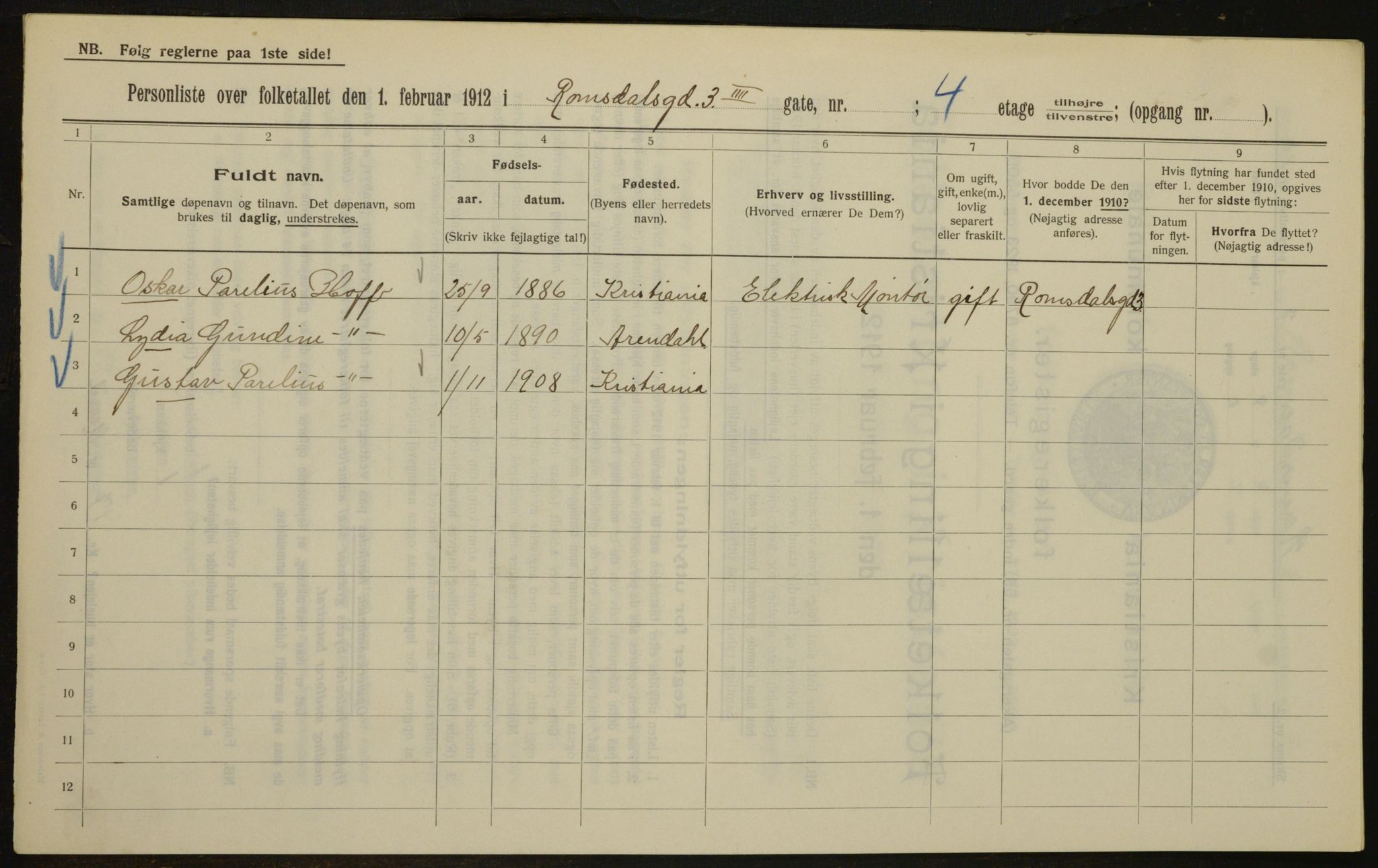 OBA, Municipal Census 1912 for Kristiania, 1912, p. 83397