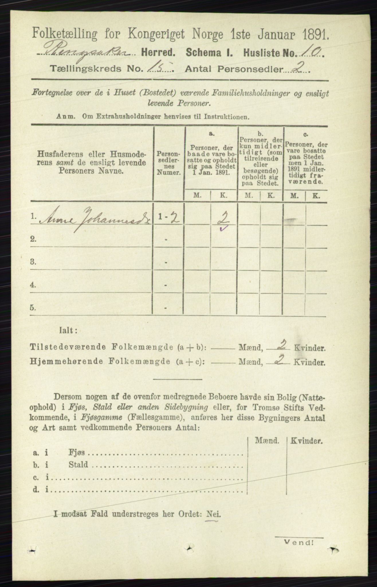 RA, 1891 census for 0412 Ringsaker, 1891, p. 8407