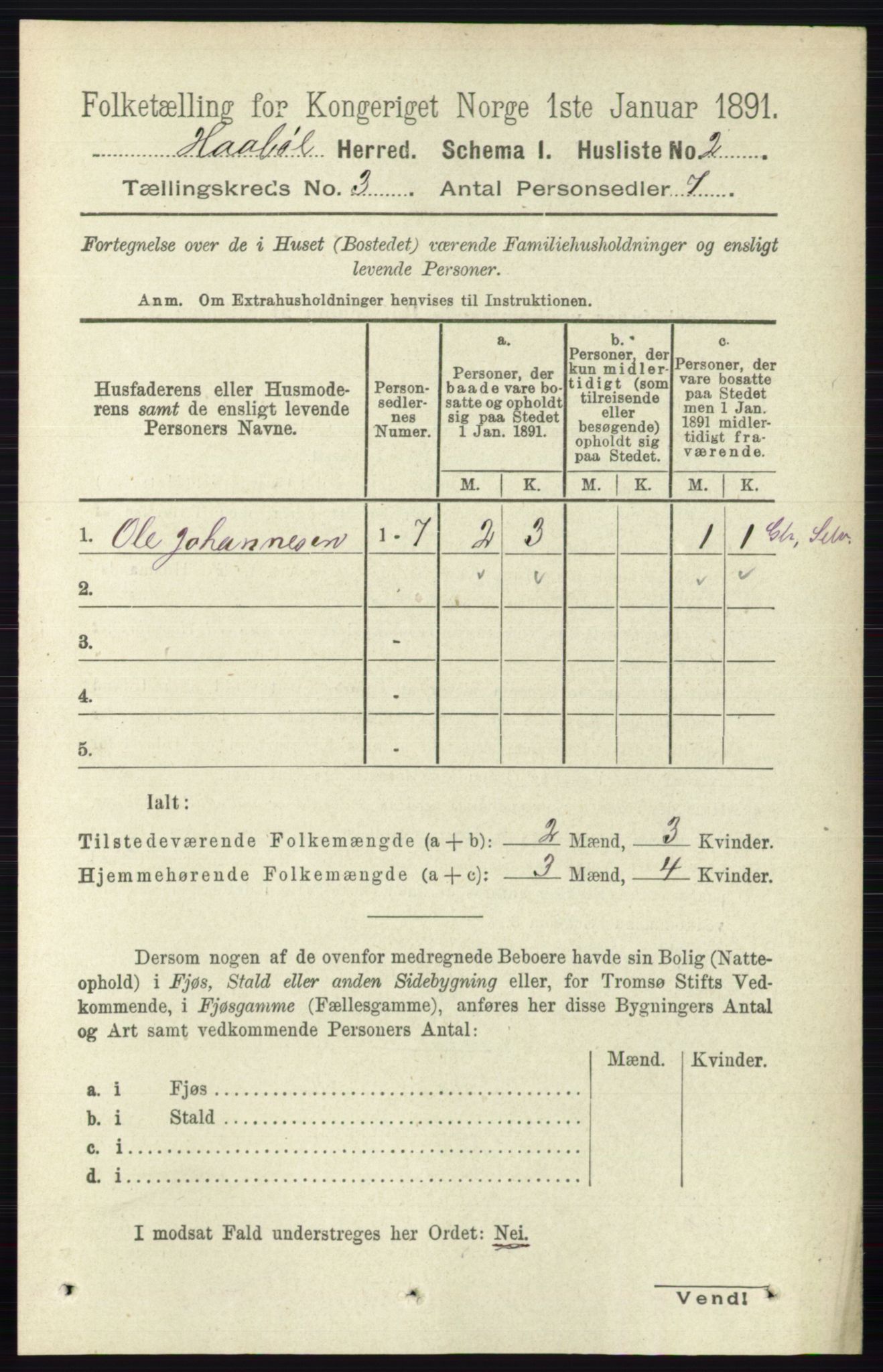 RA, 1891 census for 0138 Hobøl, 1891, p. 1594