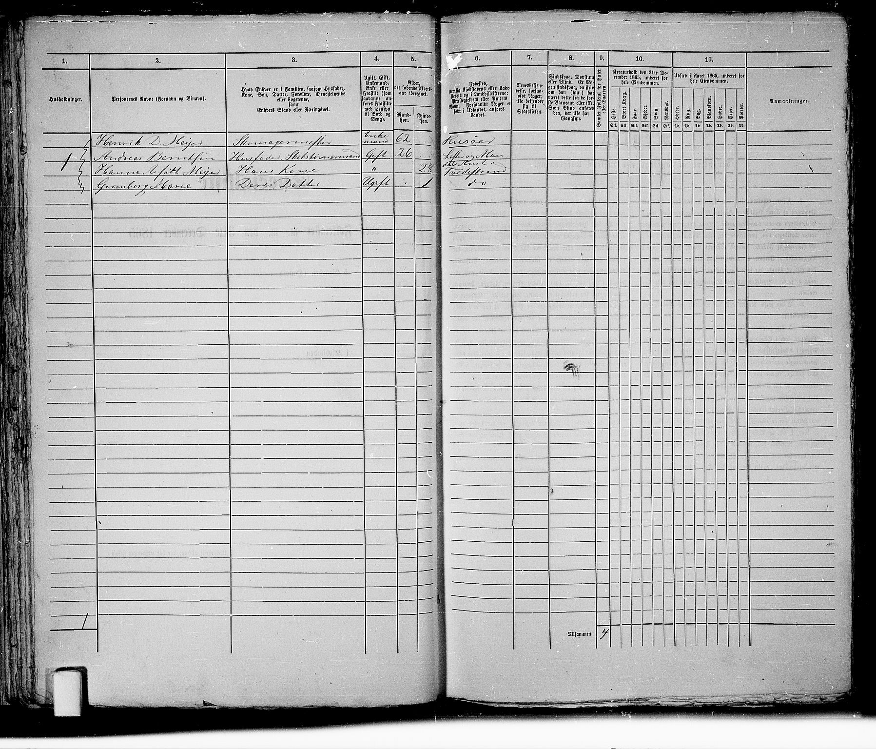 RA, 1865 census for Holt/Tvedestrand, 1865, p. 50